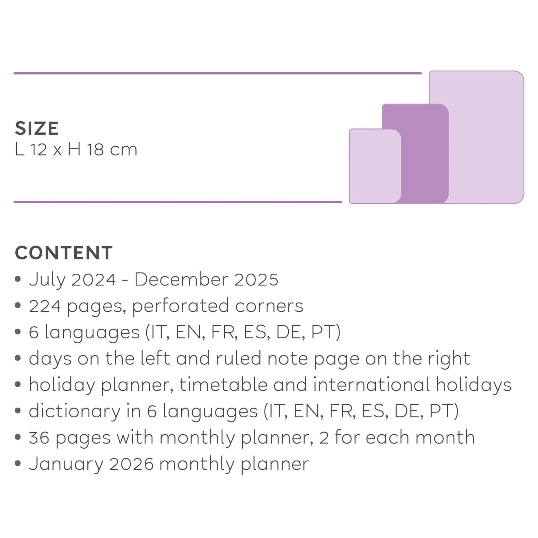 Agenda 18 Mesi Settimanale - Medium - Con Notebook - 2024/2025