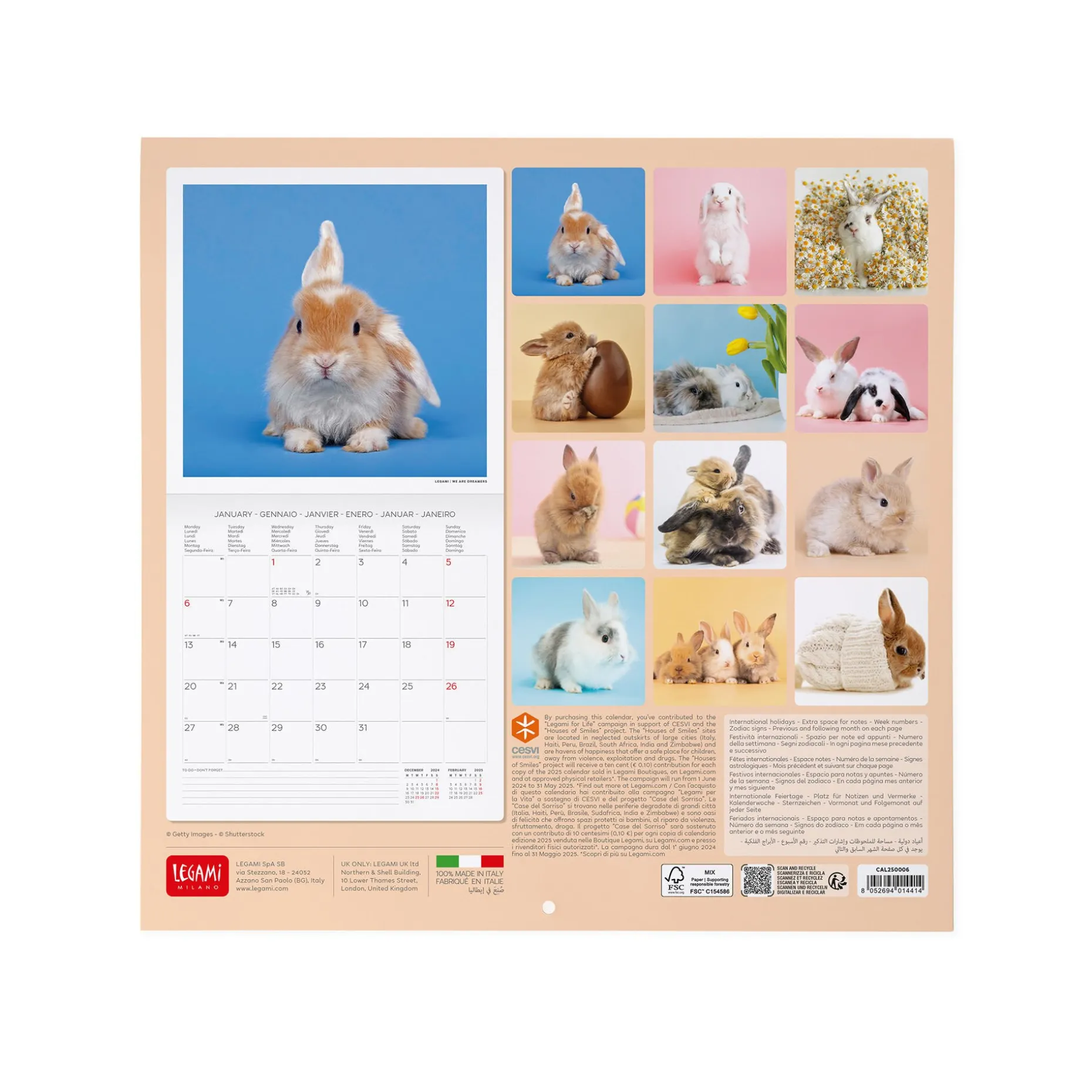 Calendario da Parete 2025 - 30 x 29 cm