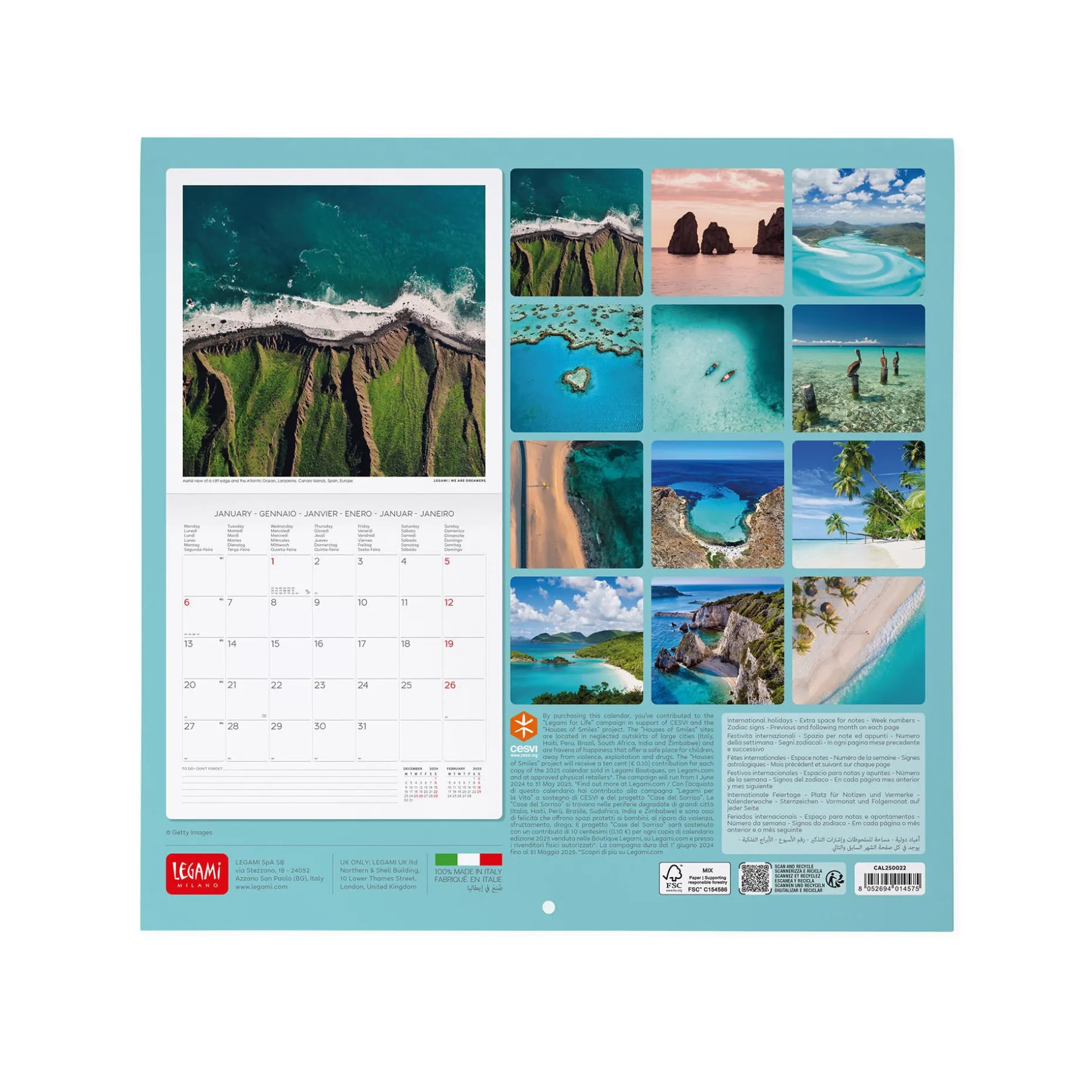 Calendario da Parete 2025 - 30 x 29 cm