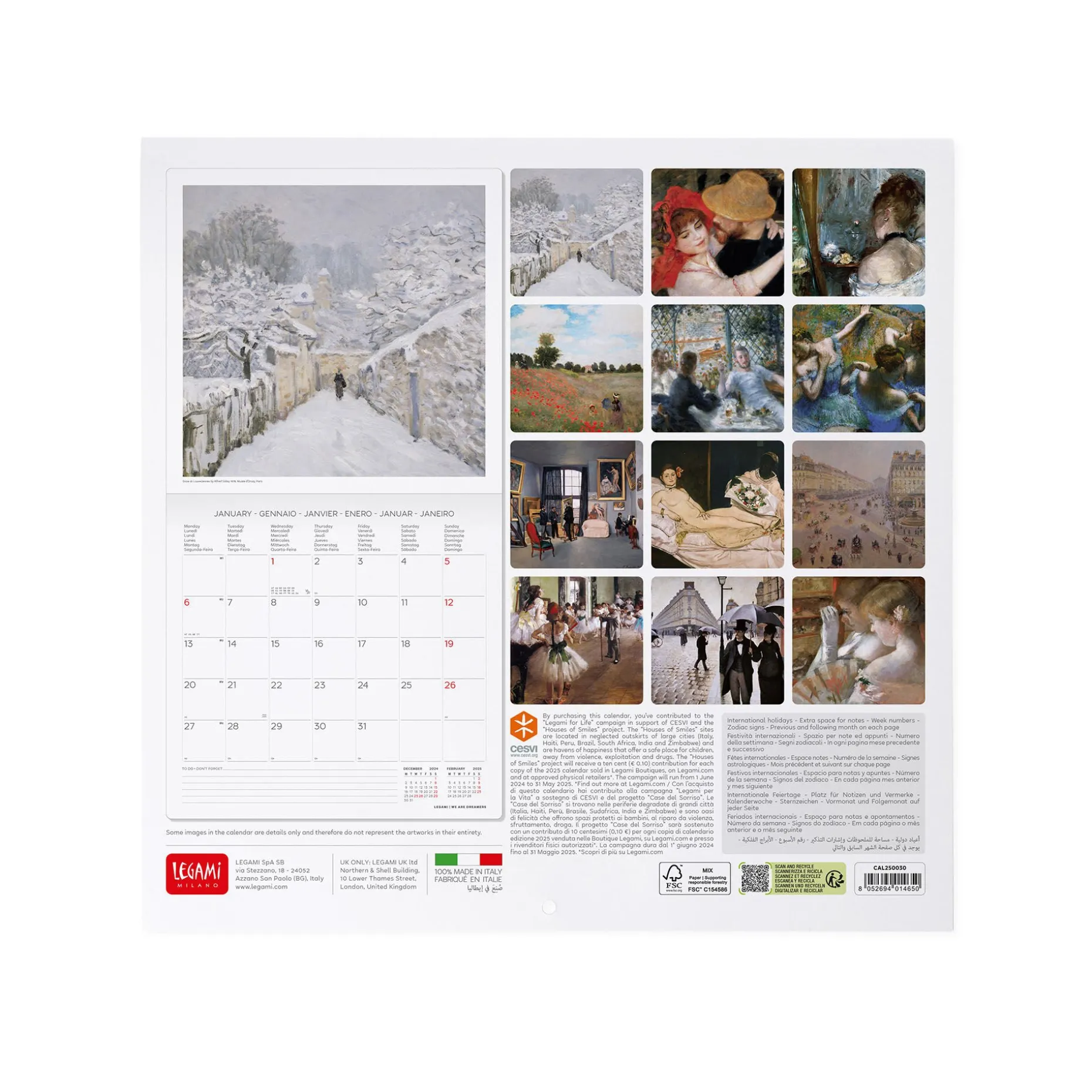 Calendario da Parete 2025 - 30 x 29 cm