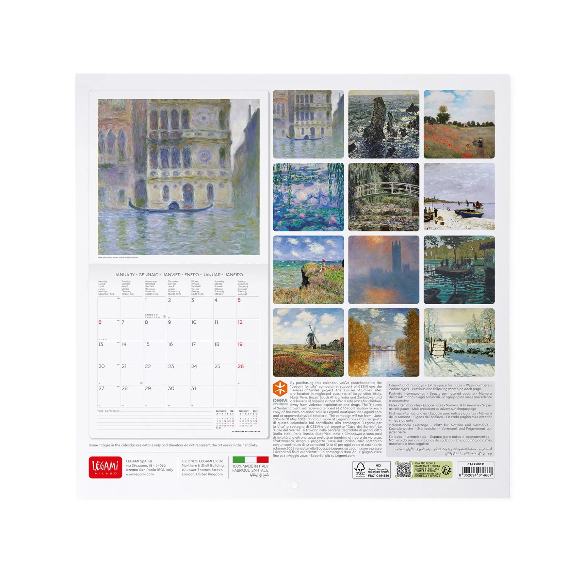 Calendario da Parete 2025 - 30 x 29 cm