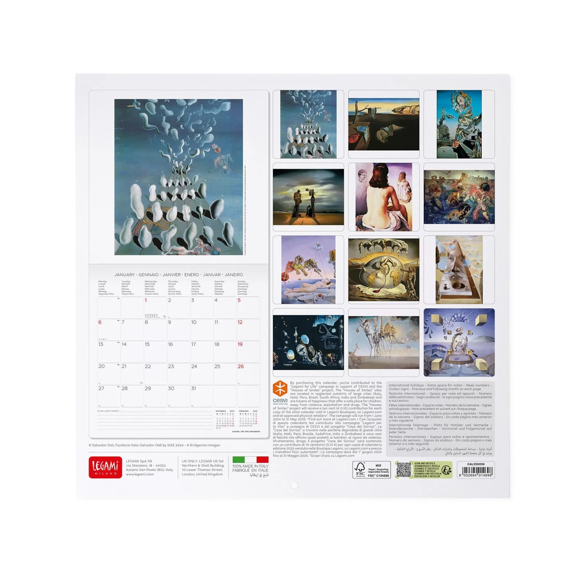 Calendario da Parete 2025 - 30 x 29 cm