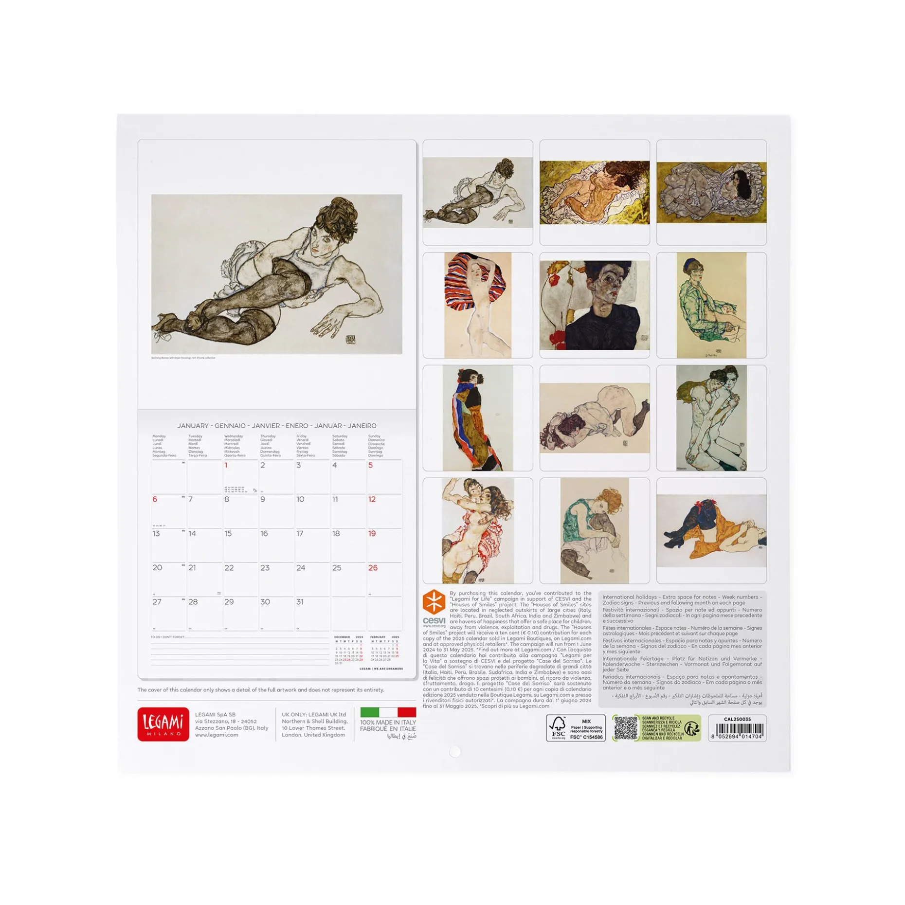 Calendario da Parete 2025 - 30 x 29 cm