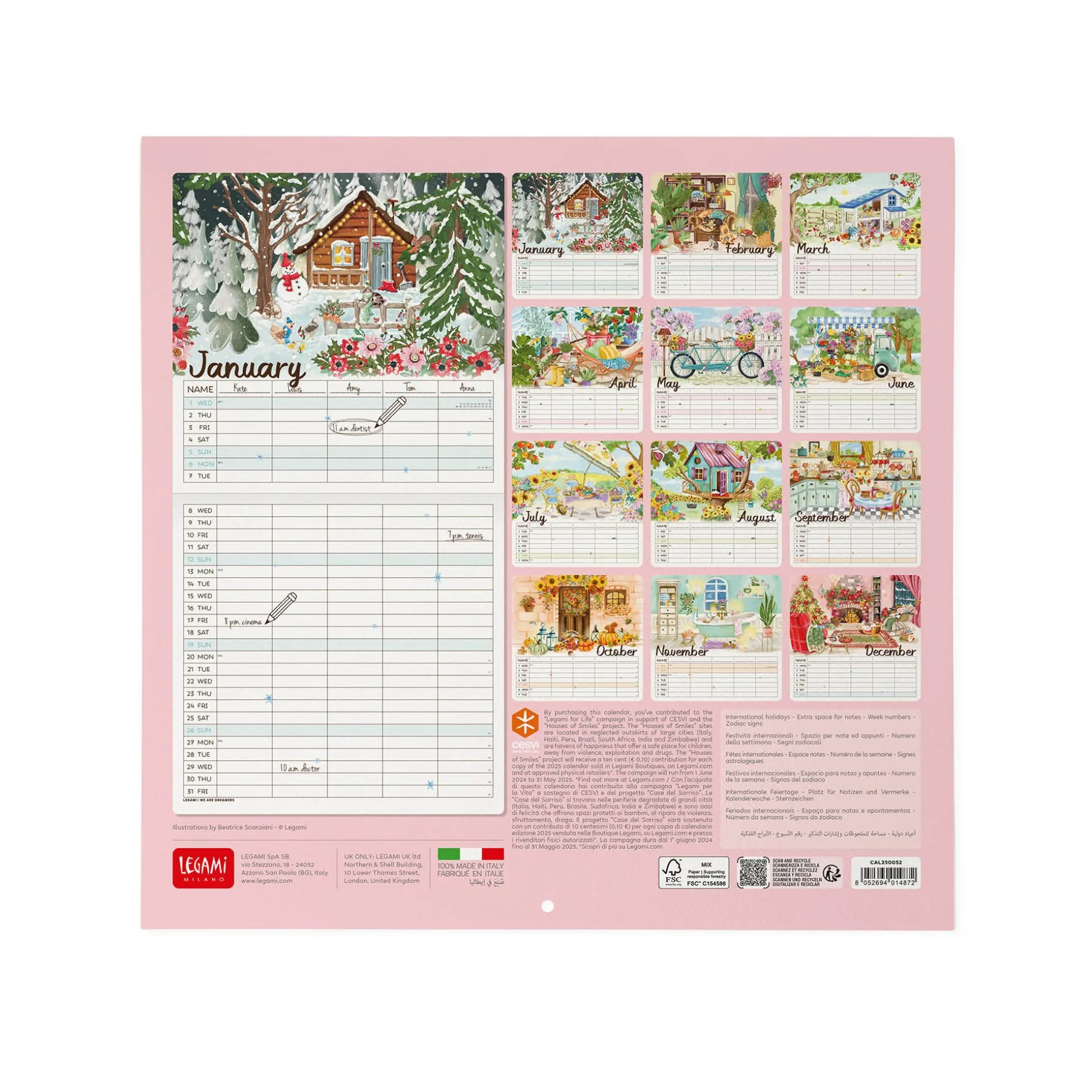 Calendario da Parete 2025 - 30 x 29 cm