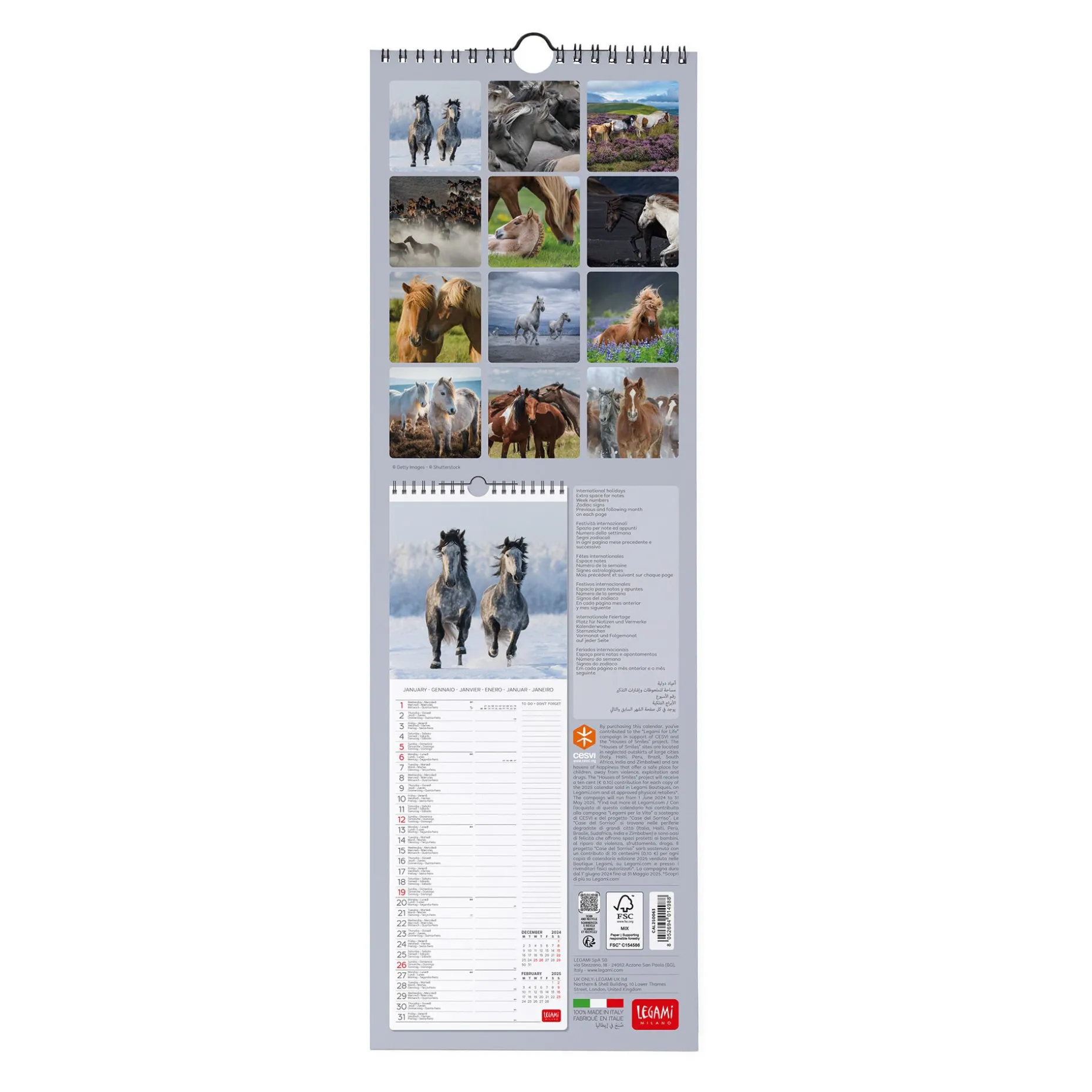 Calendario da Parete 2025 - 16 x 49 cm