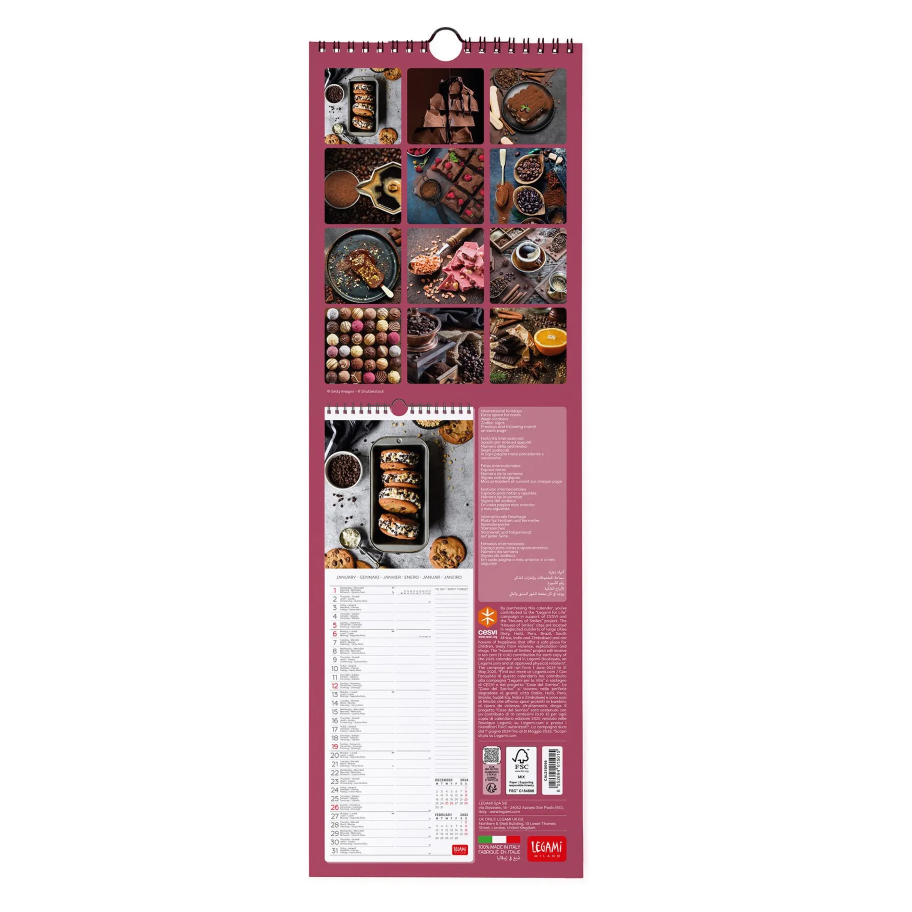 Calendario da Parete 2025 - 16 x 49 cm