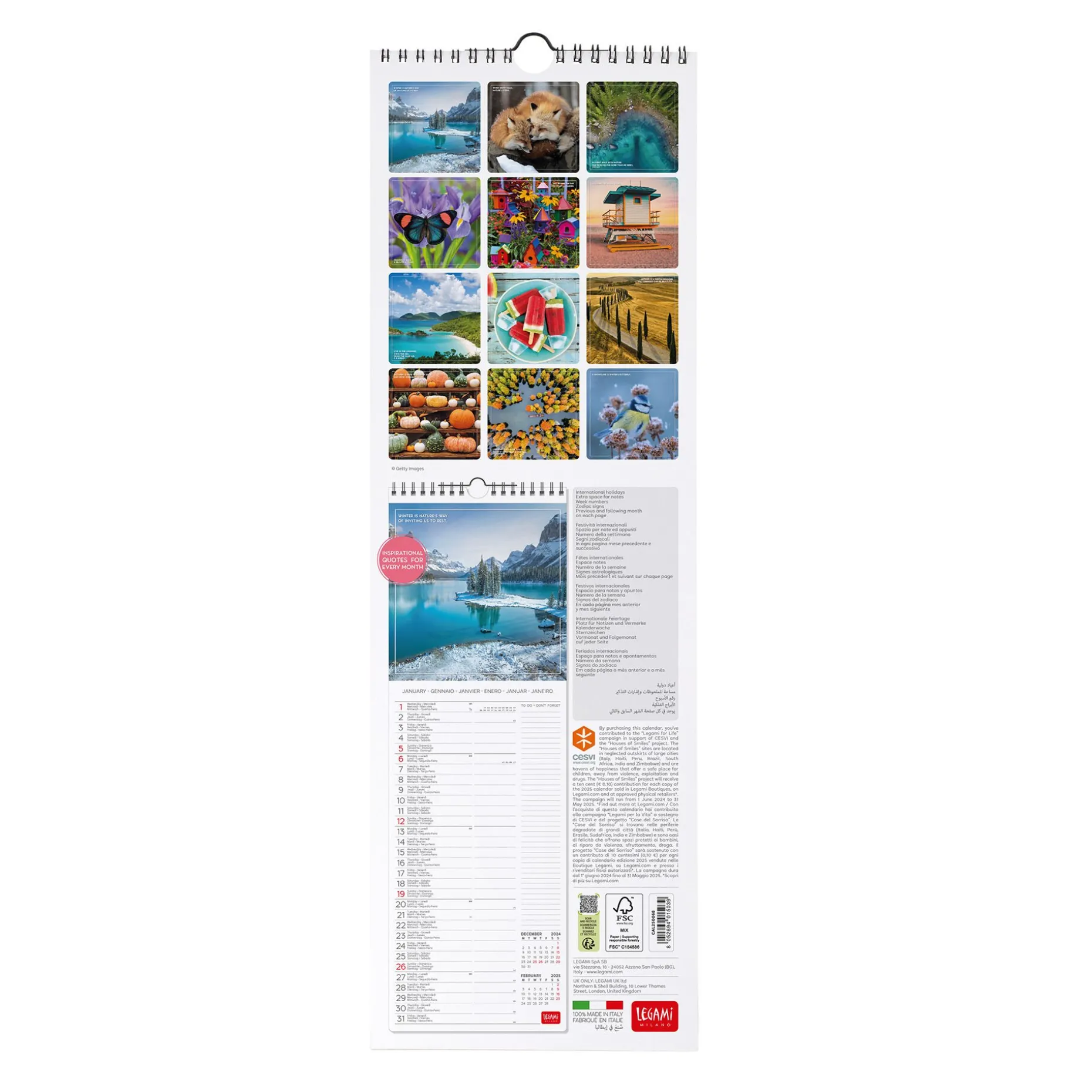 Calendario da Parete 2025 - 16 x 49 cm