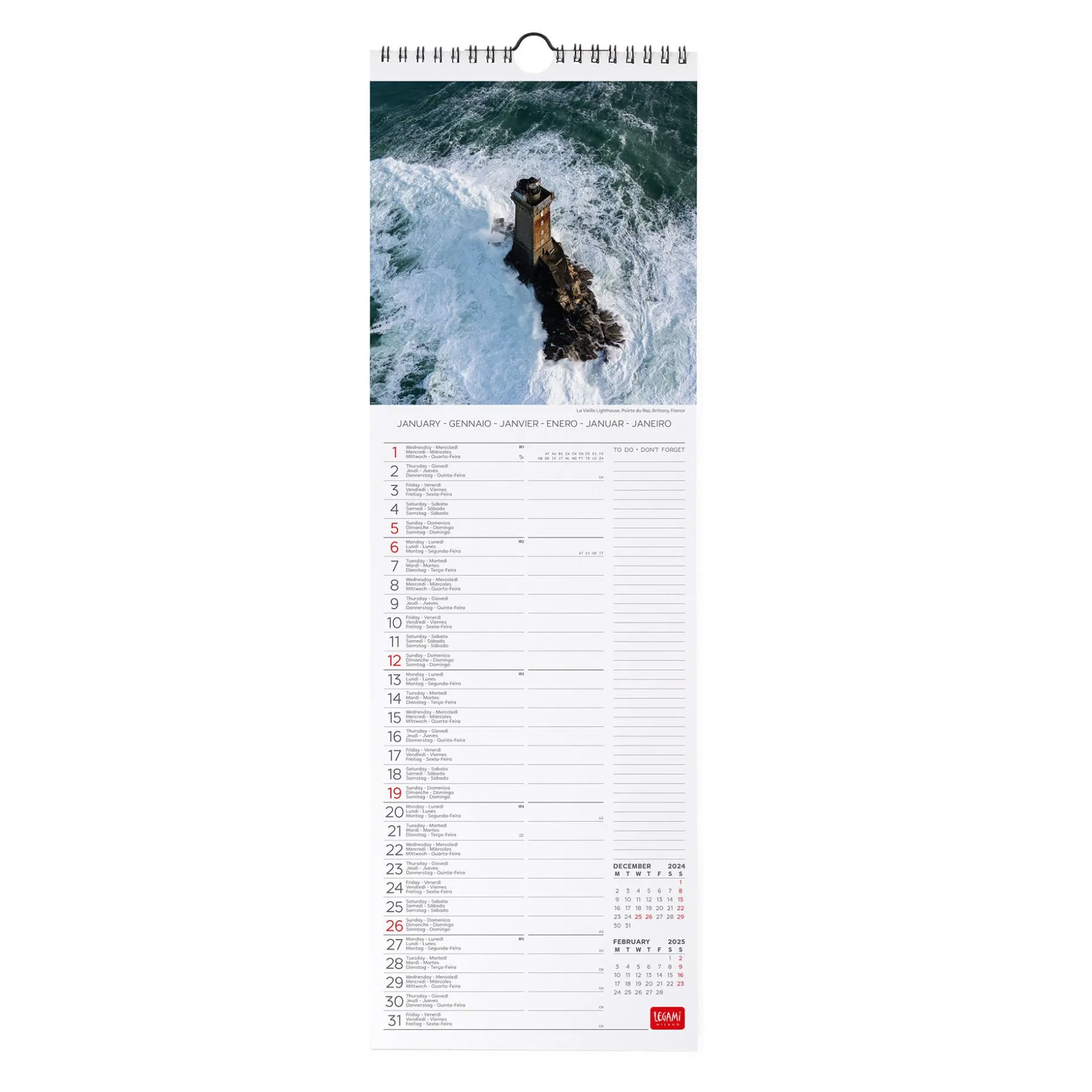 Calendario da Parete 2025 - 16 x 49 cm