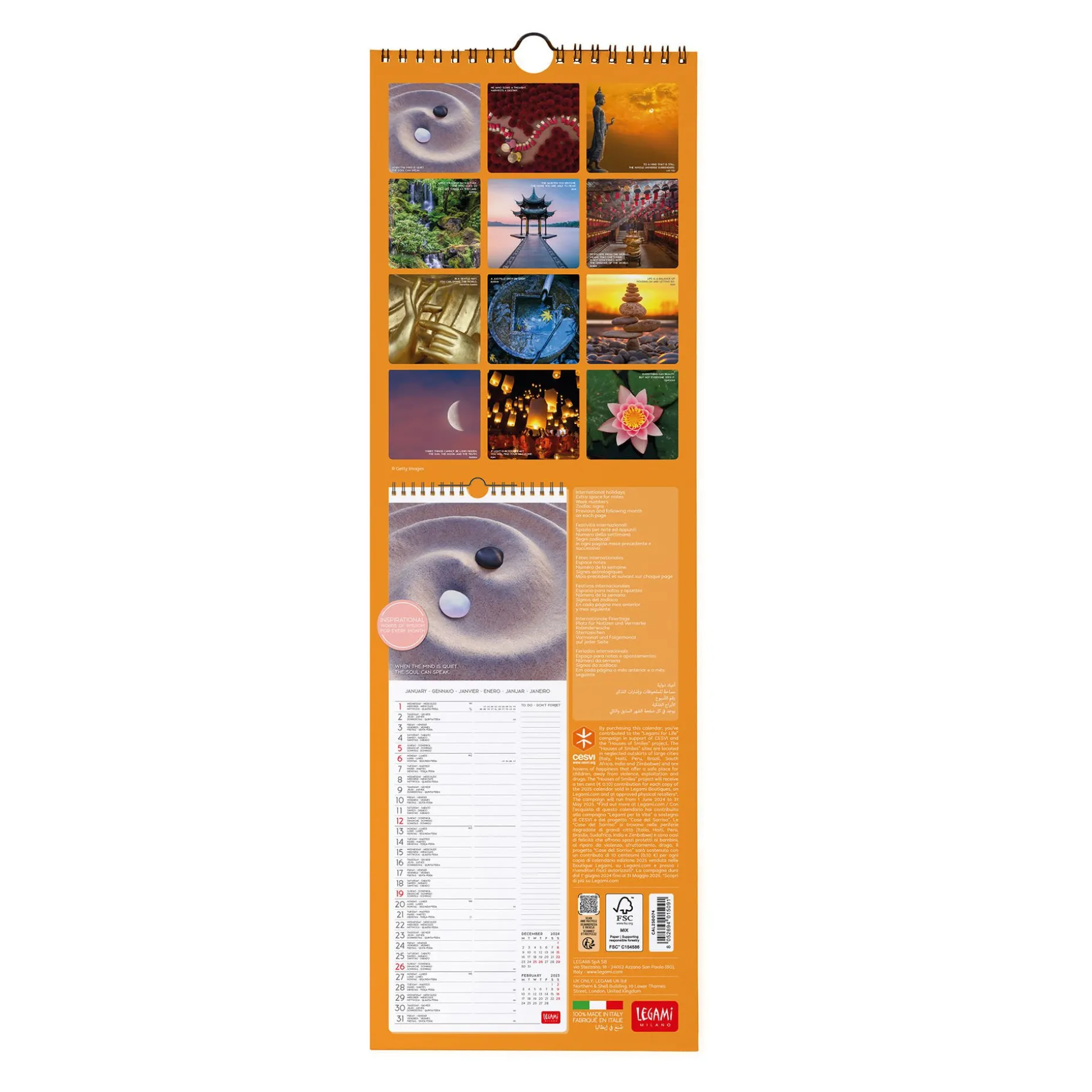 Calendario da Parete 2025 - 16 x 49 cm