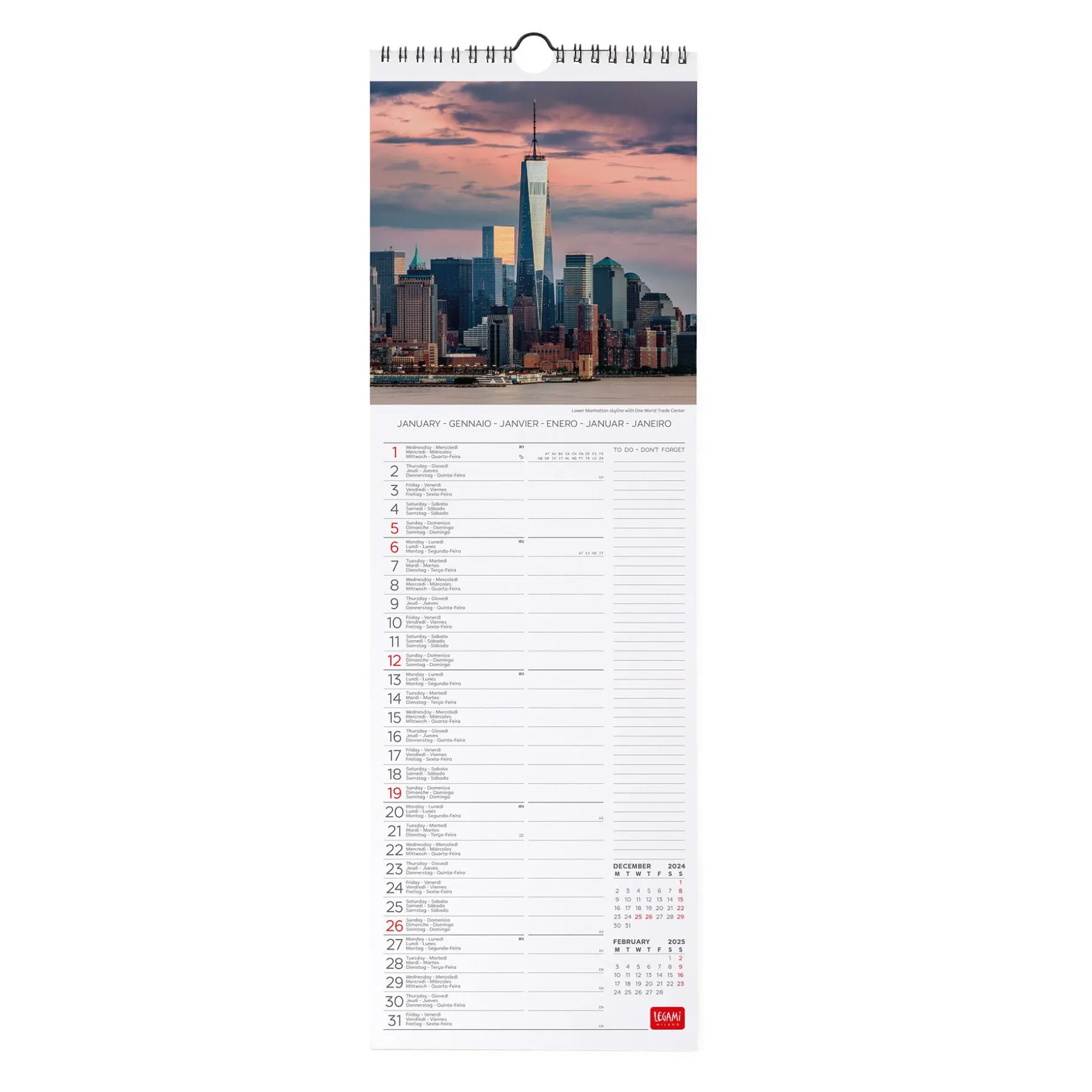 Calendario da Parete 2025 - 16 x 49 cm