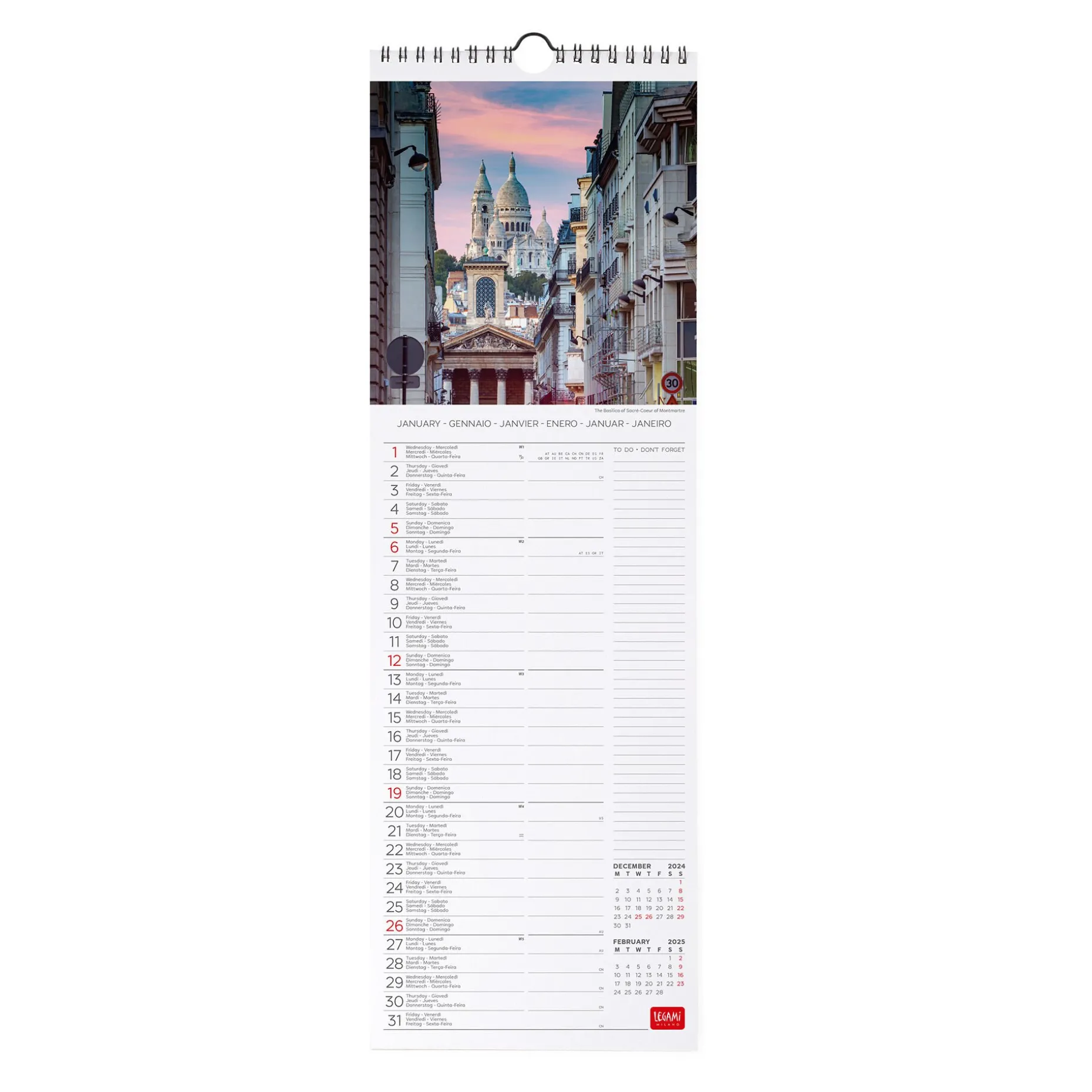 Calendario da Parete 2025 - 16 x 49 cm
