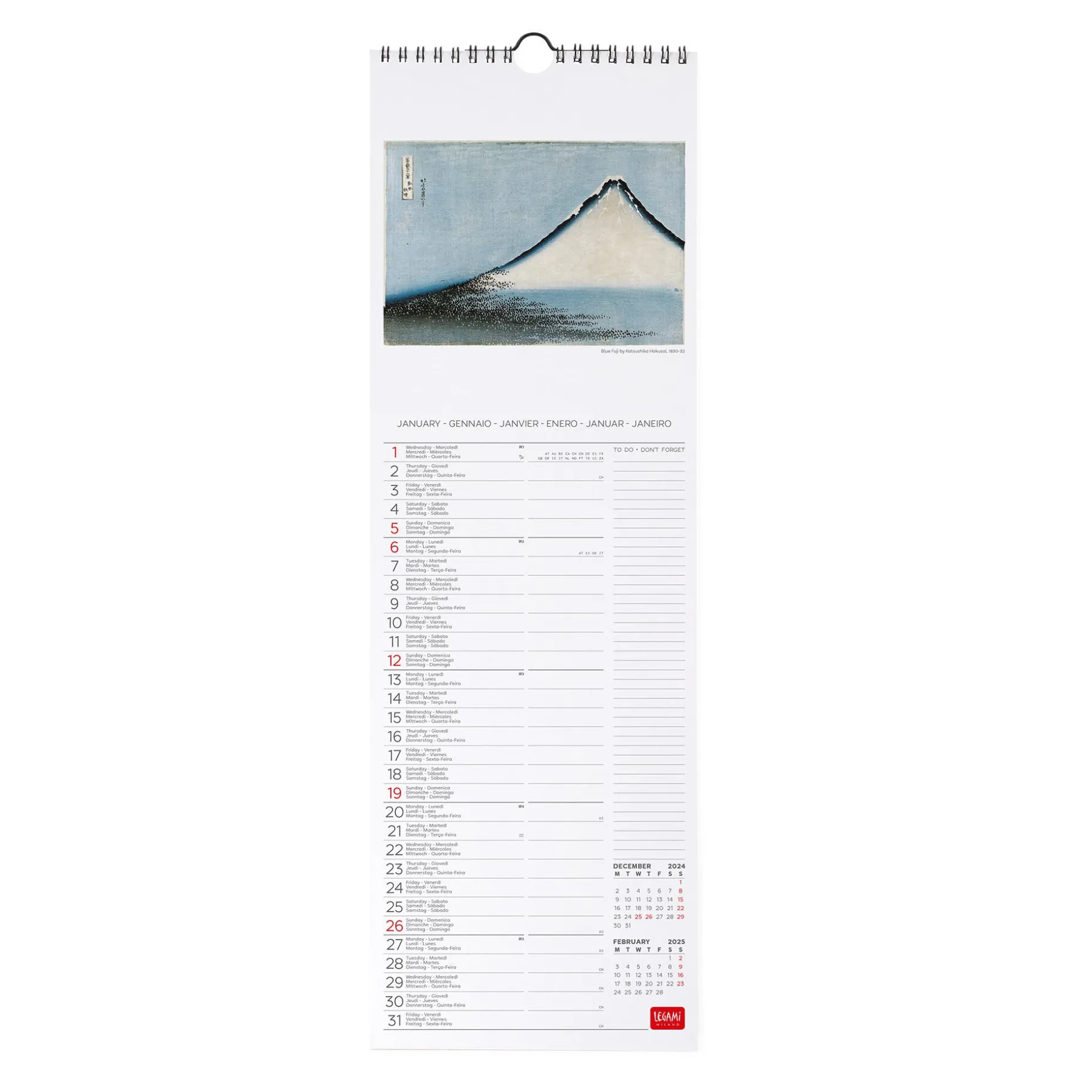 Calendario da Parete 2025 - 16 x 49 cm