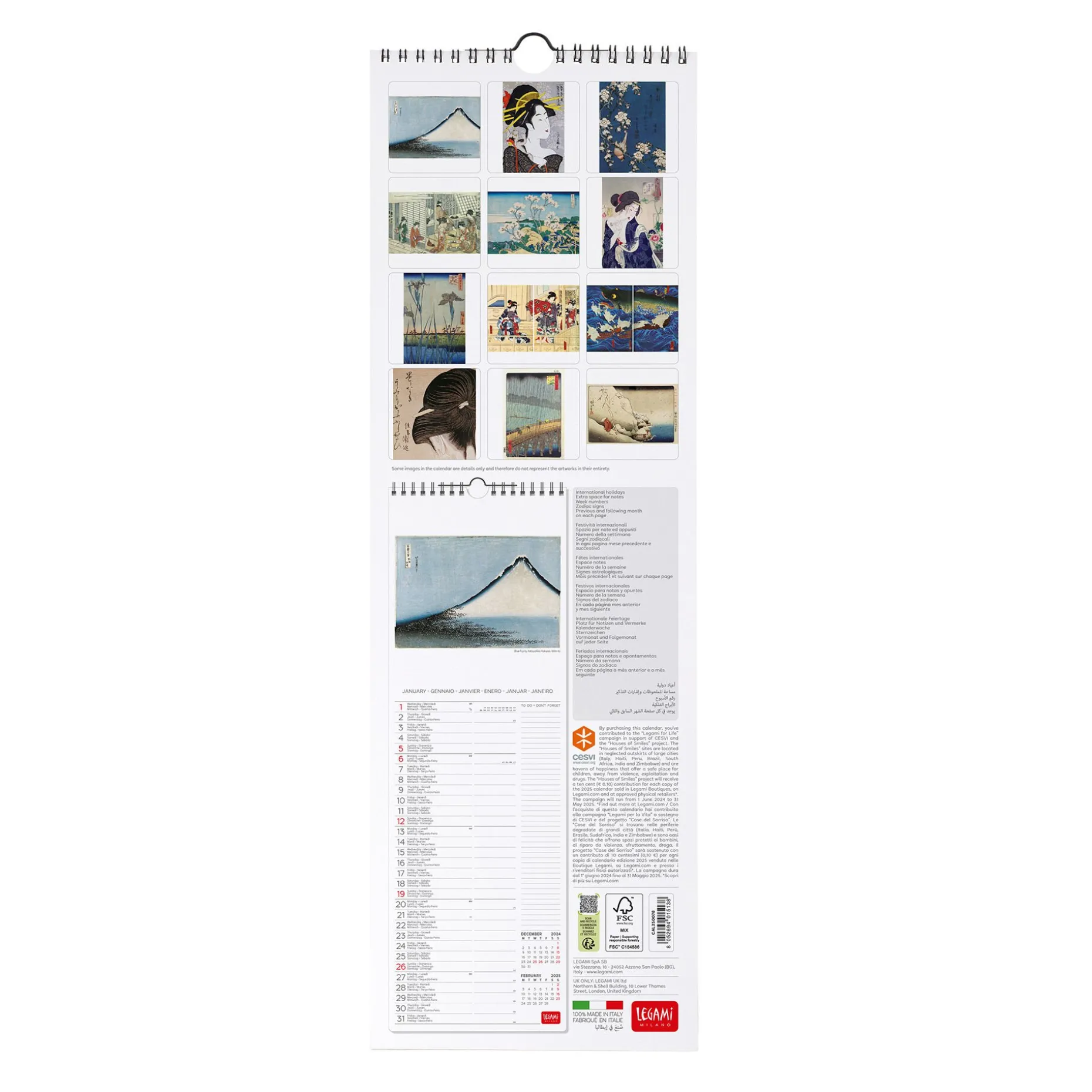 Calendario da Parete 2025 - 16 x 49 cm