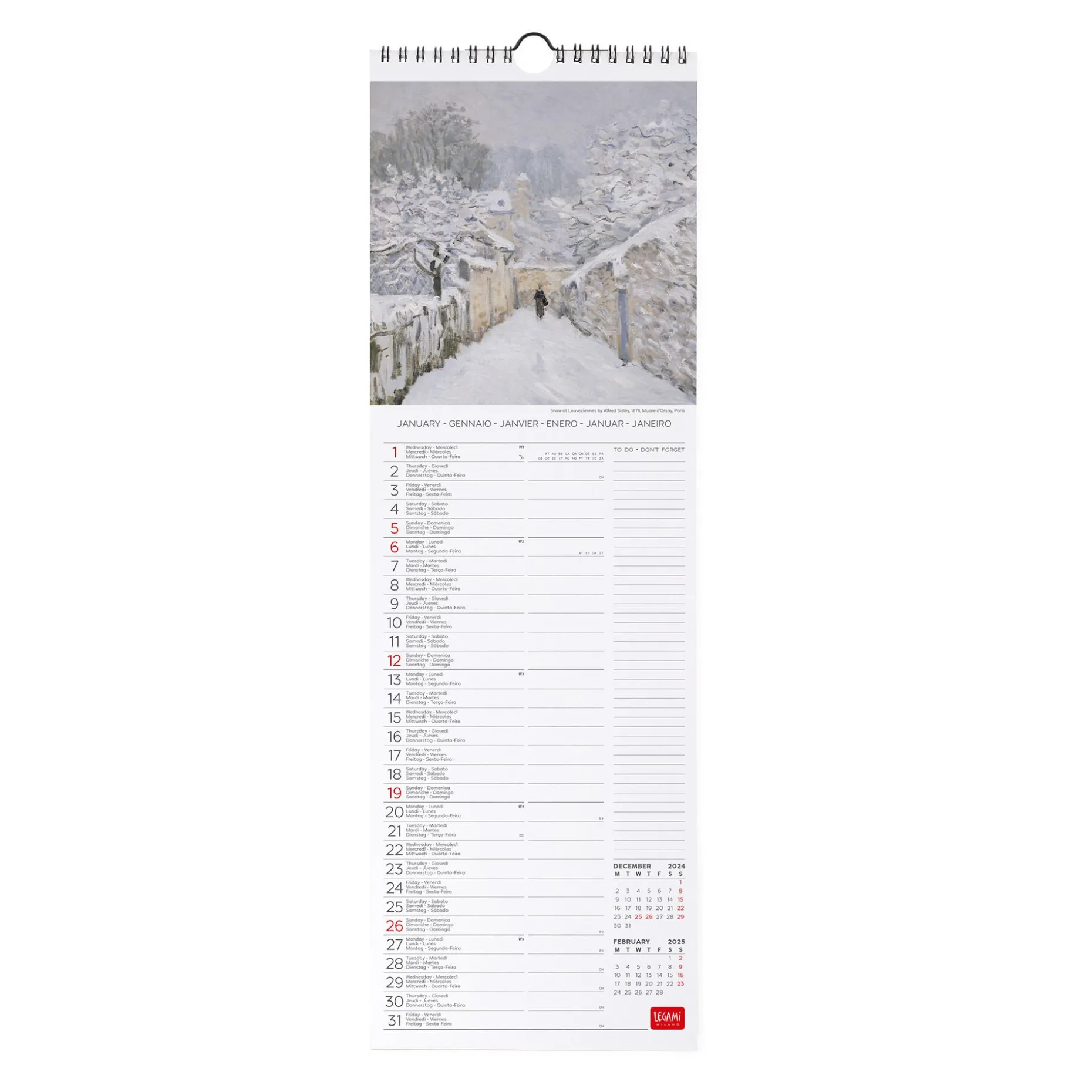 Calendario da Parete 2025 - 16 x 49 cm