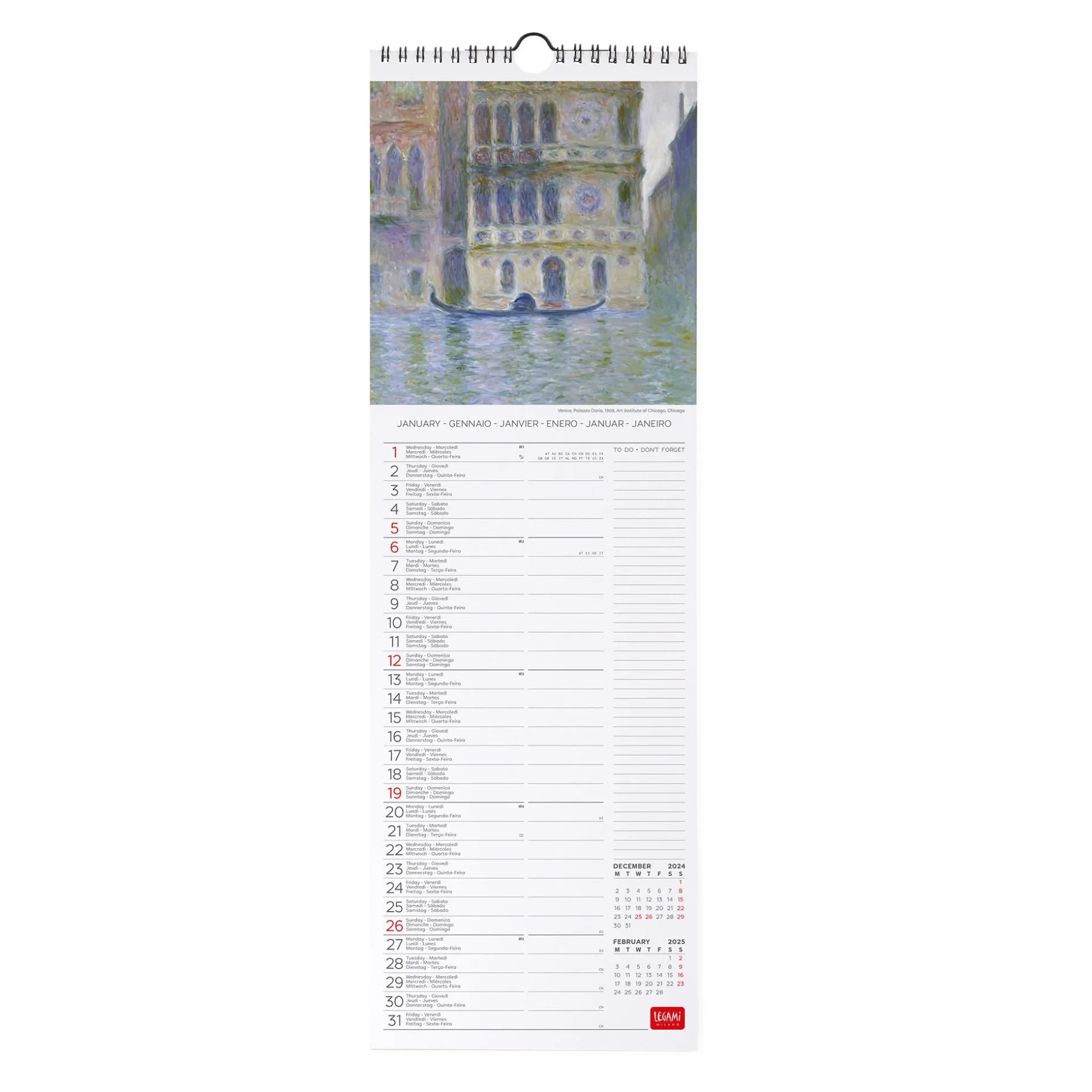 Calendario da Parete 2025 - 16 x 49 cm