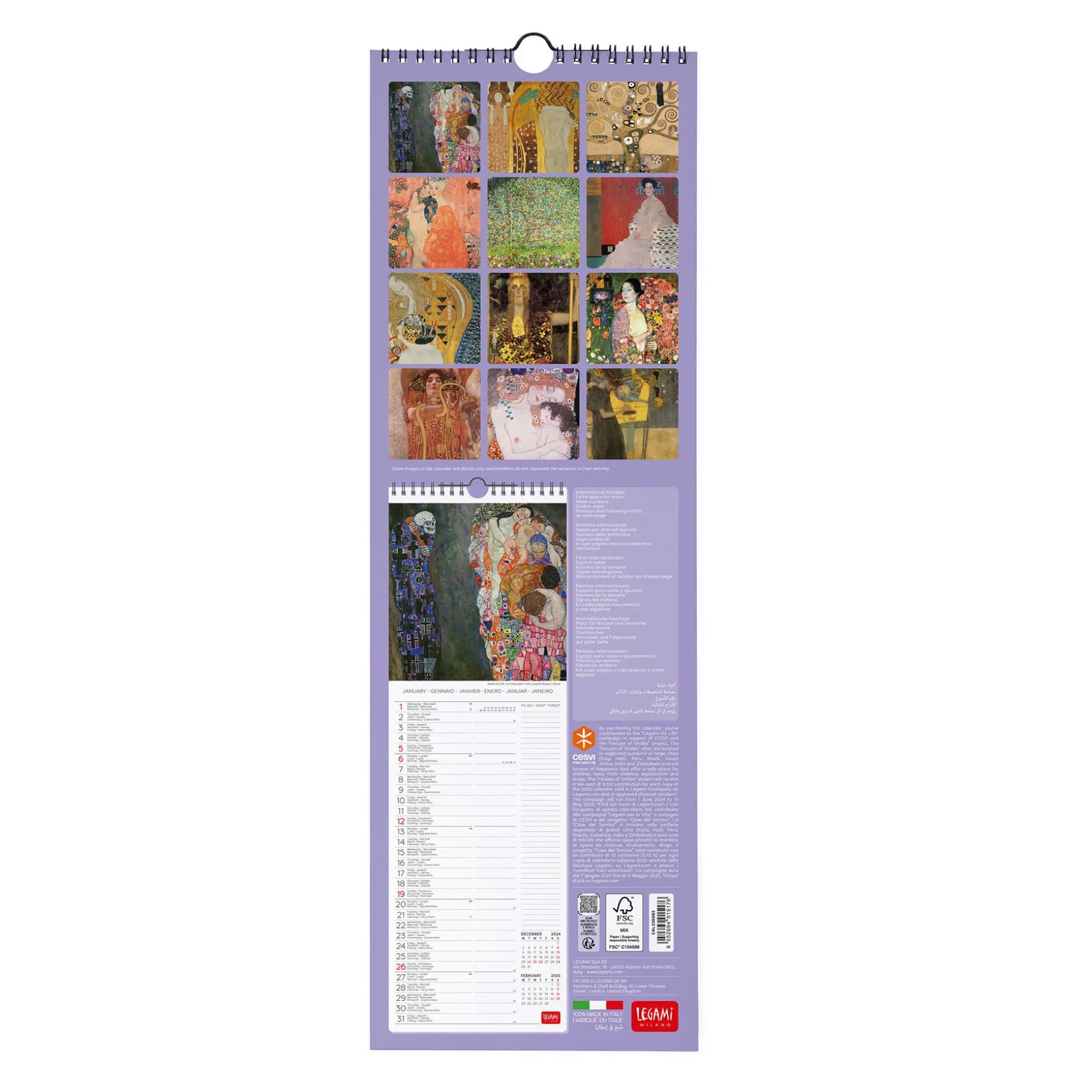 Calendario da Parete 2025 - 16 x 49 cm