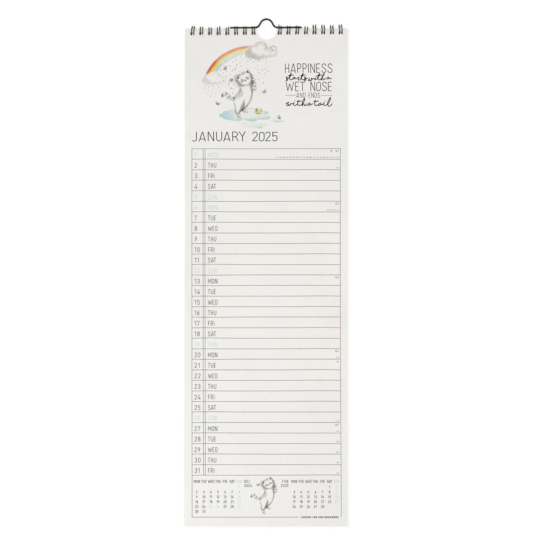 Calendario da Parete 2025 - 16 x 49 cm