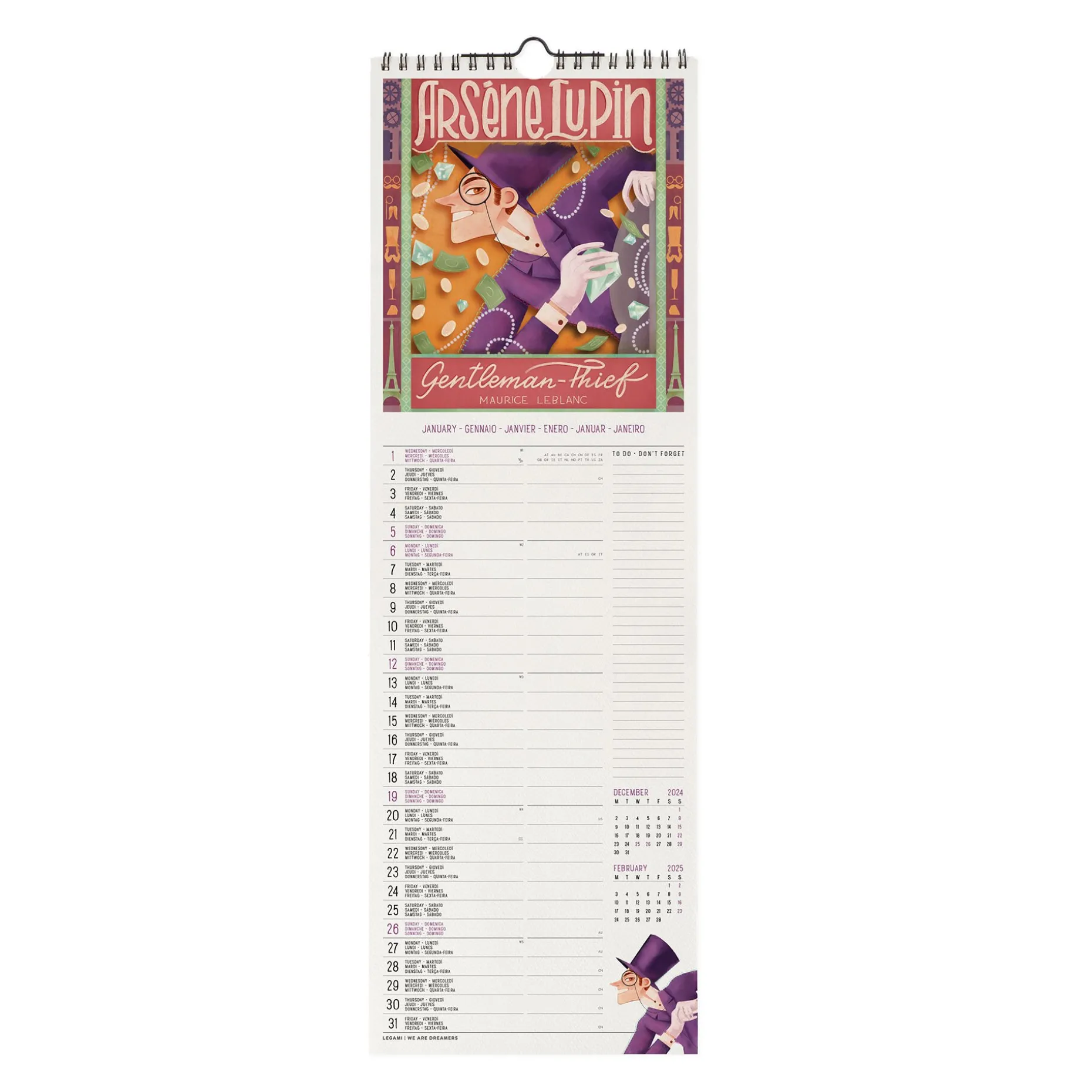Calendario da Parete 2025 - 16 x 49 cm