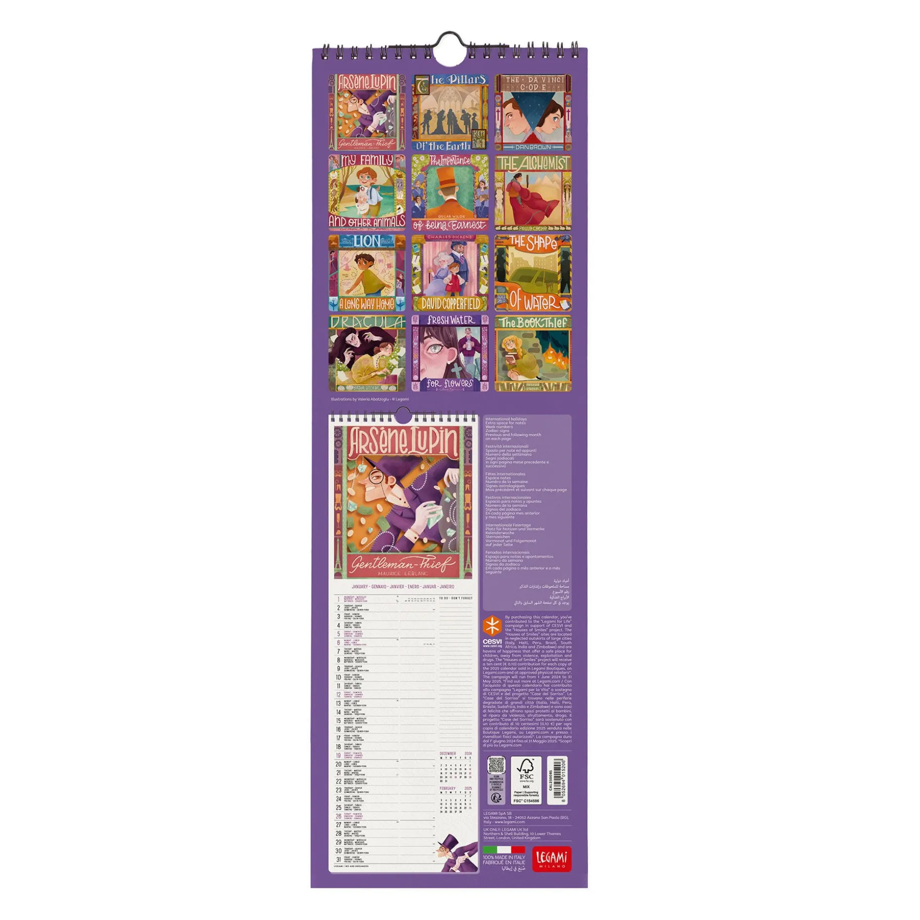 Calendario da Parete 2025 - 16 x 49 cm