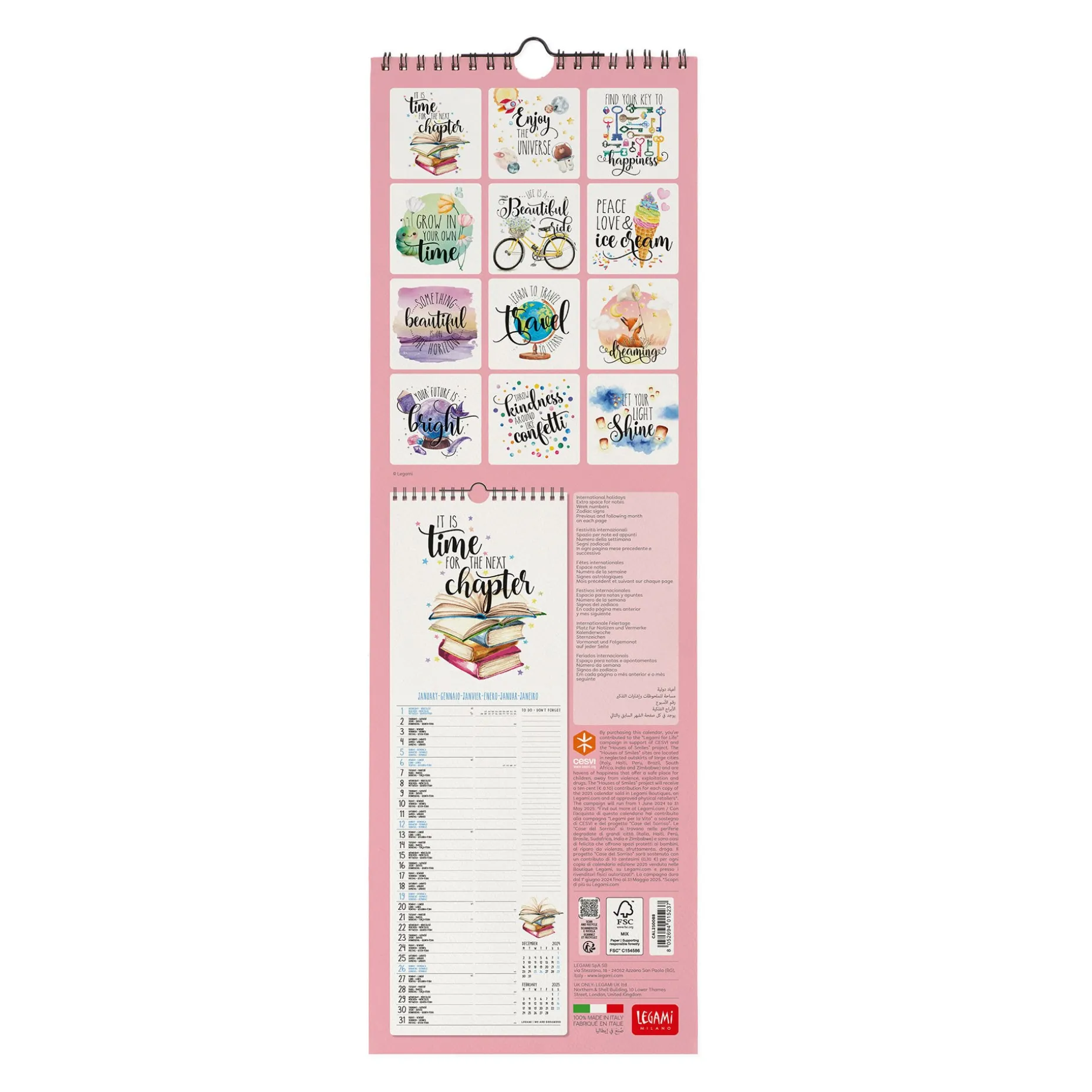 Calendario da Parete 2025 - 16 x 49 cm