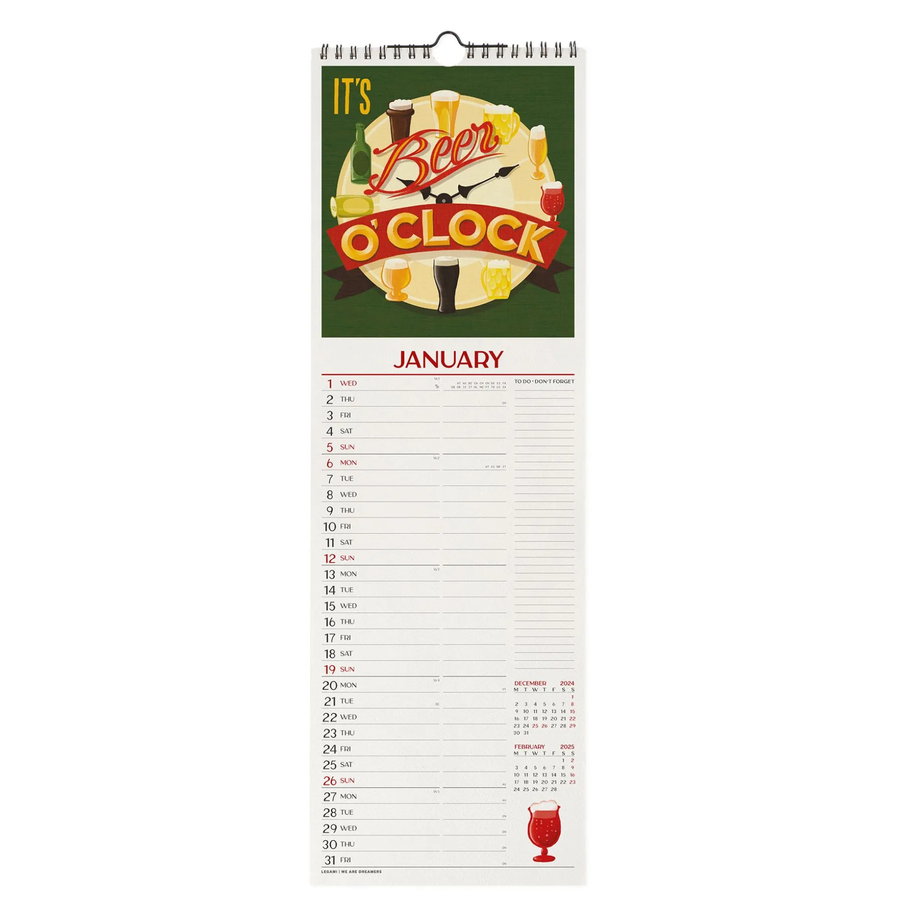 Calendario da Parete 2025 - 16 x 49 cm