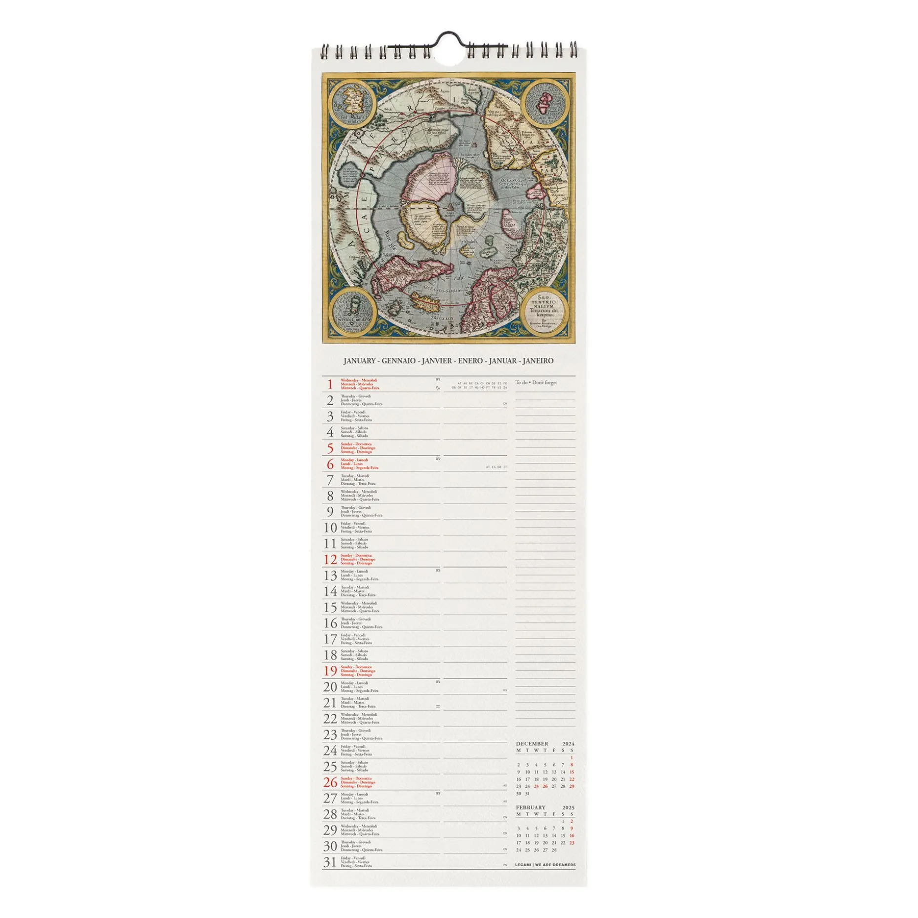 Calendario da Parete 2025 - 16 x 49 cm