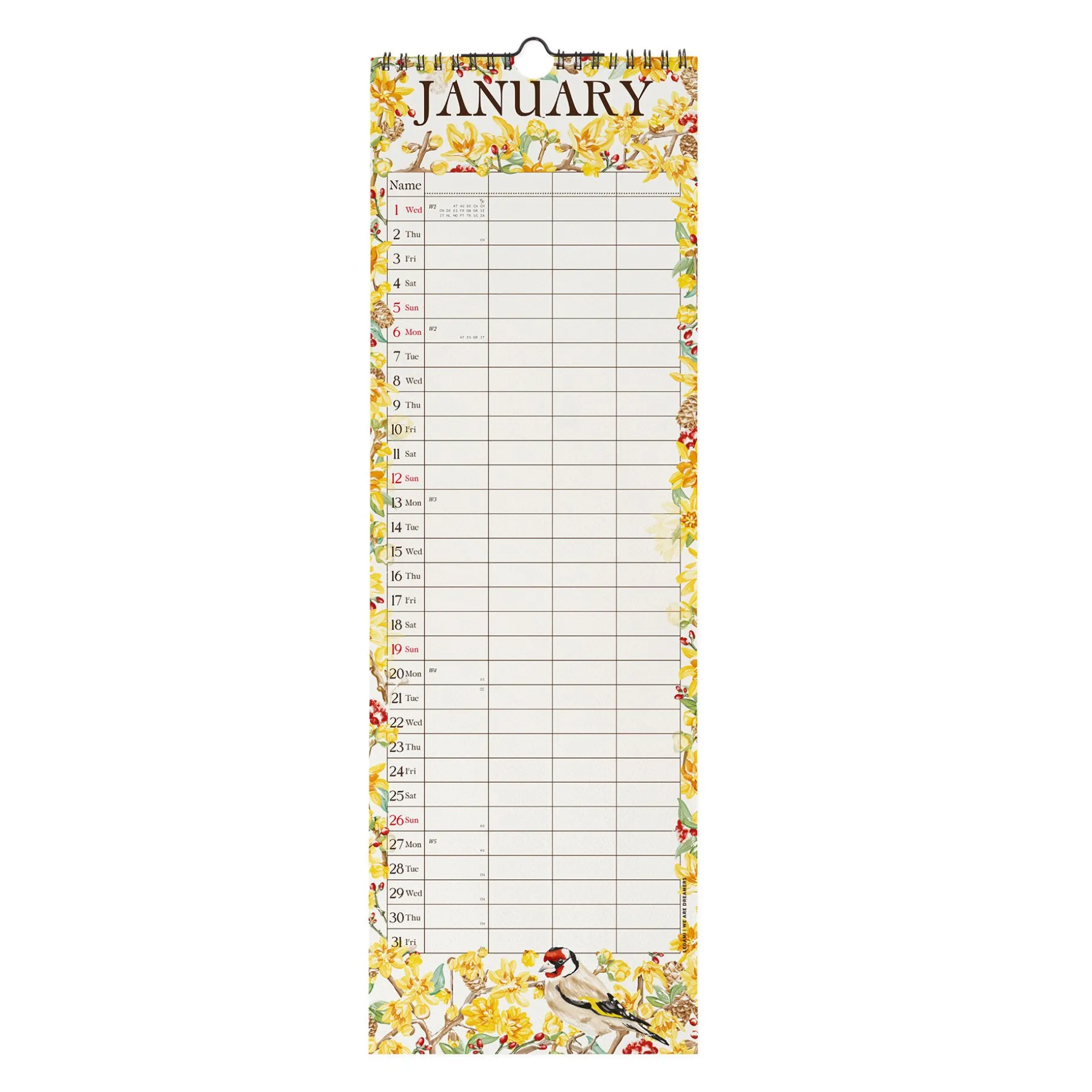 Calendario da Parete 2025 - 16 x 49 cm