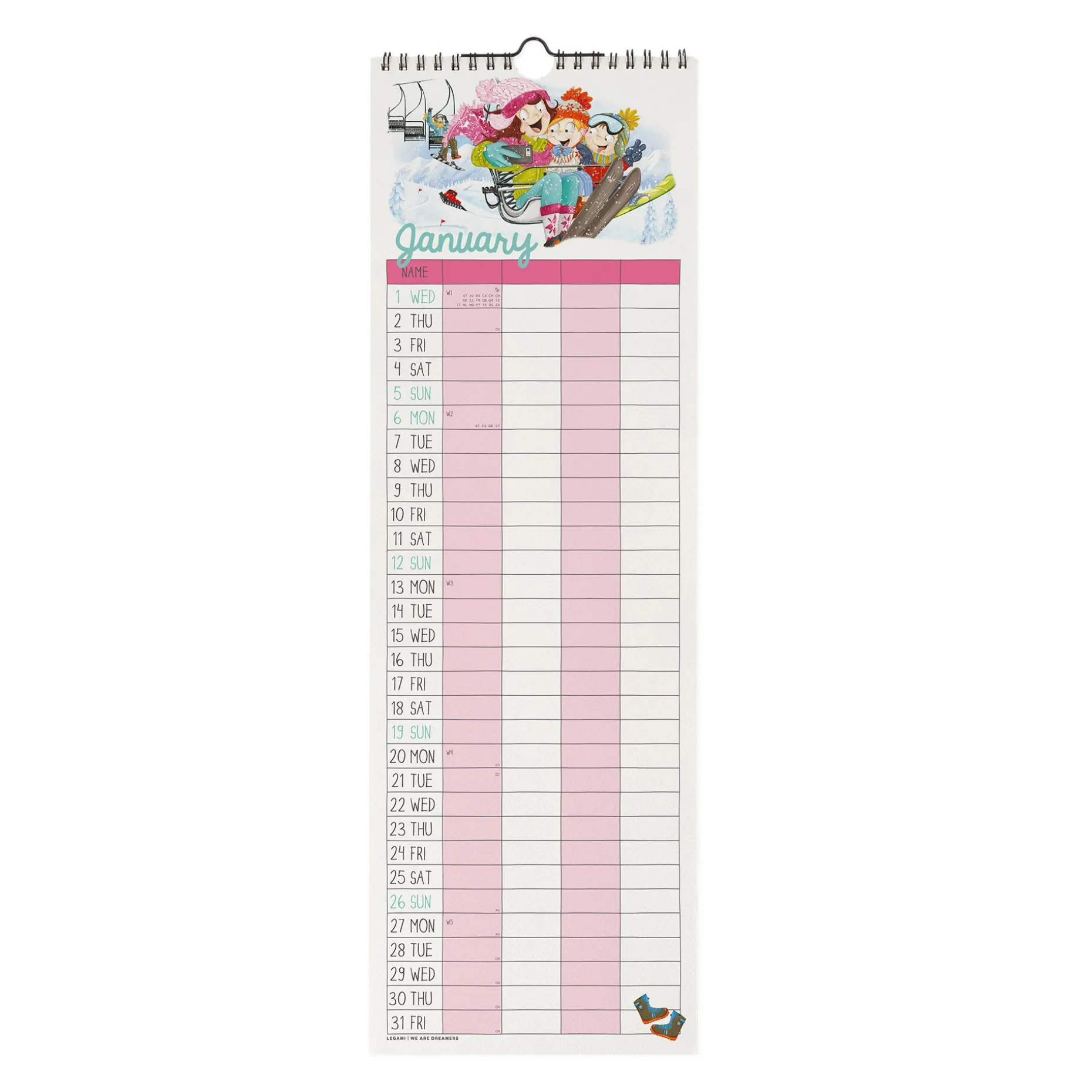 Calendario da Parete 2025 - 16 x 49 cm