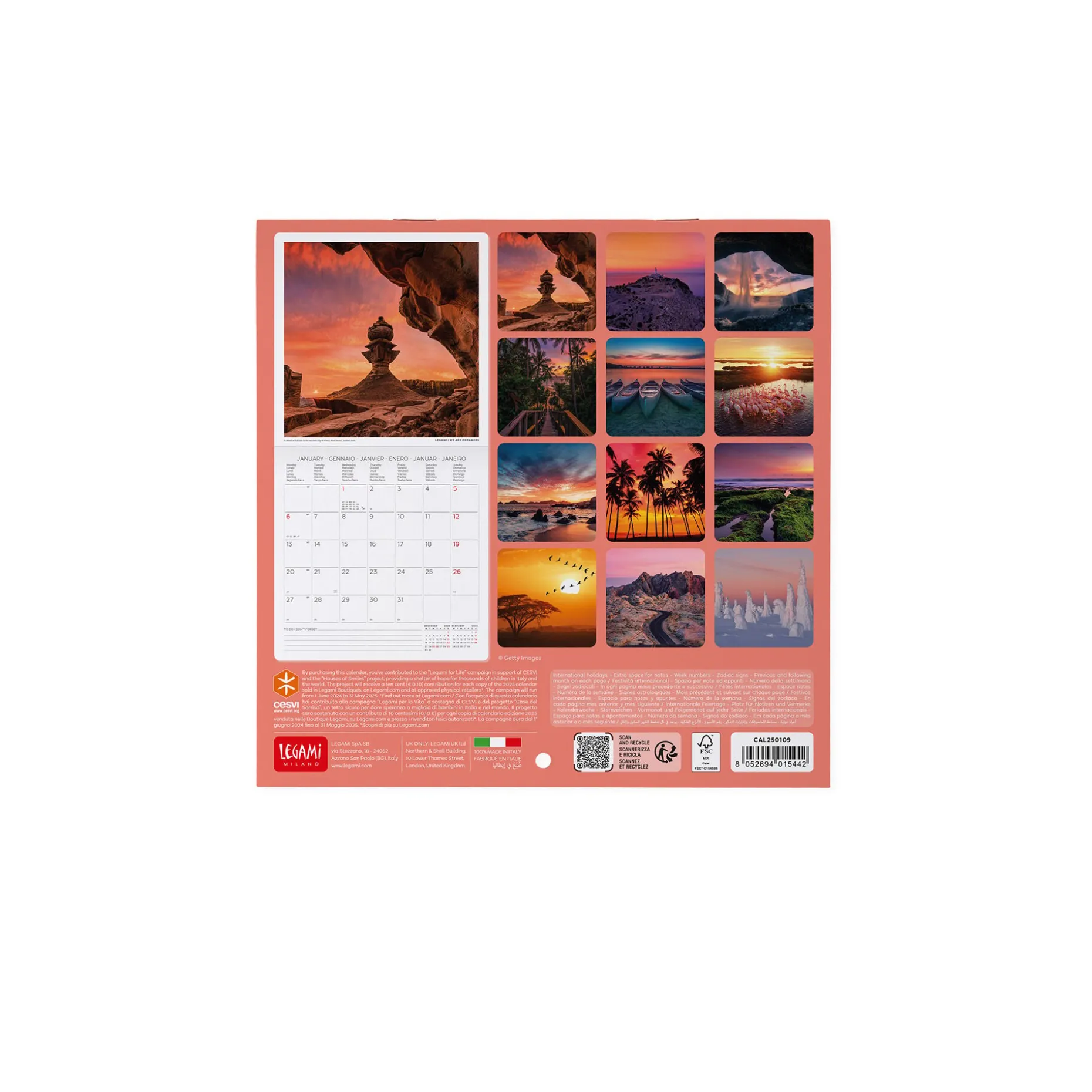 Calendario da Parete 2025 - 18 x 18 cm