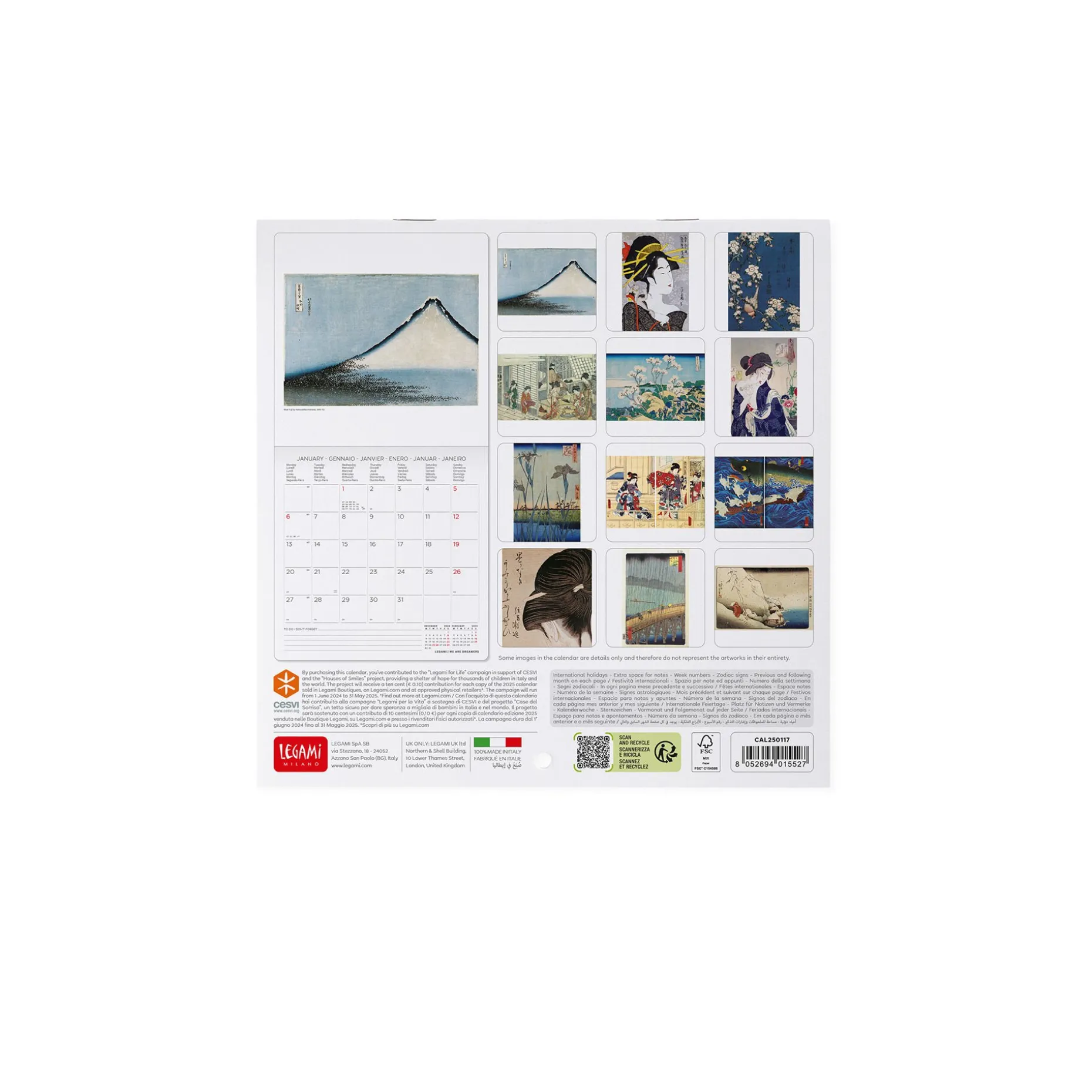 Calendario da Parete 2025 - 18 x 18 cm
