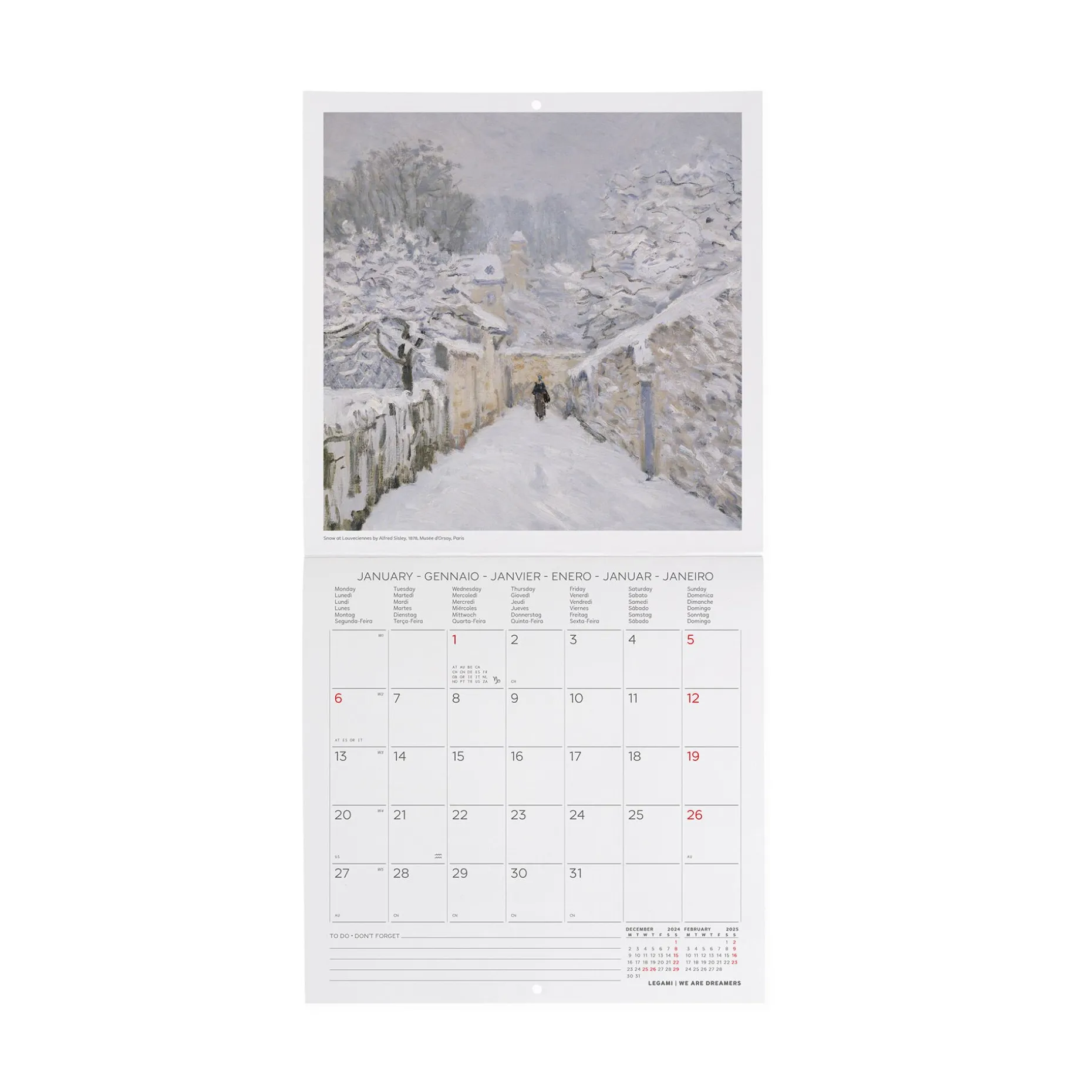Calendario da Parete 2025 - 18 x 18 cm
