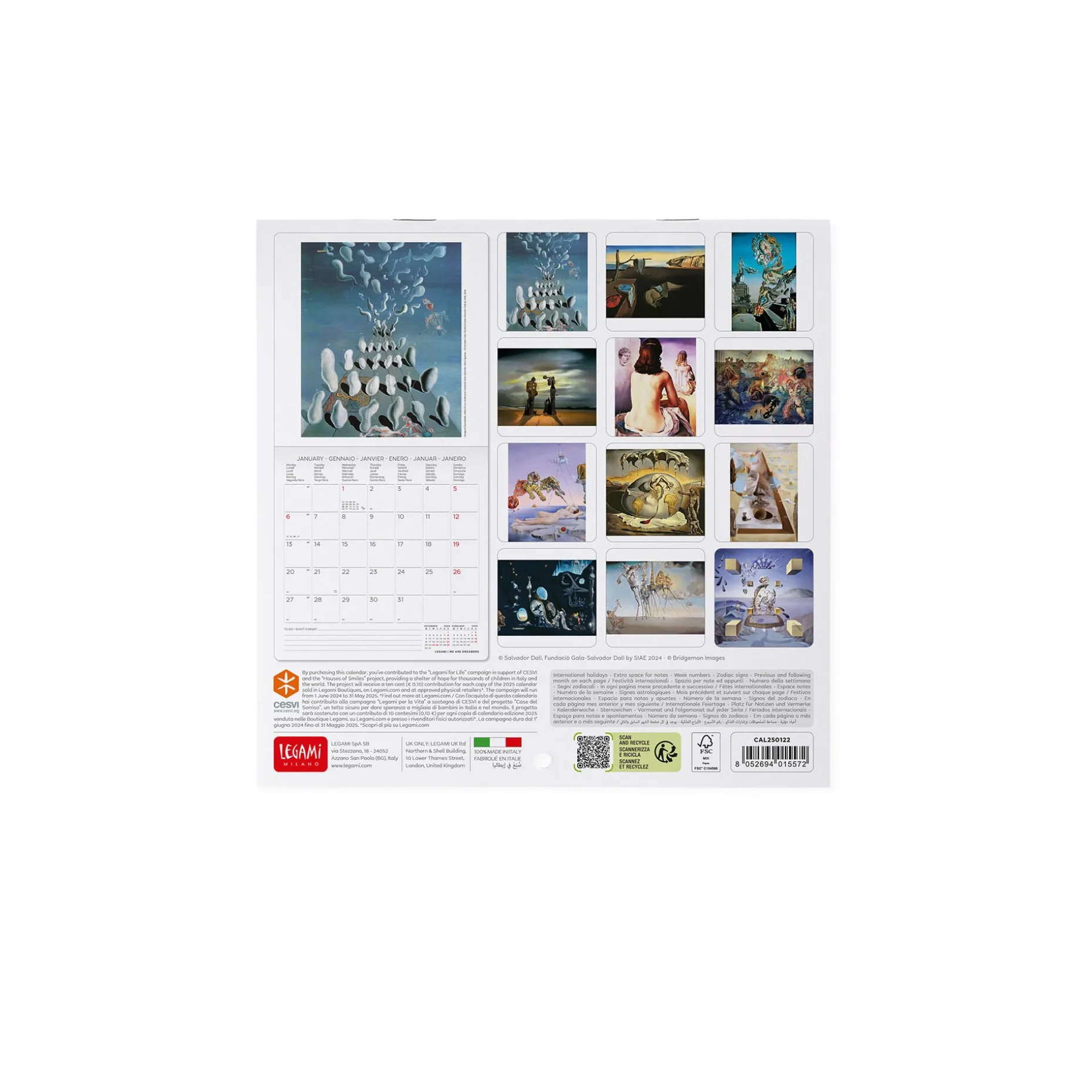 Calendario da Parete 2025 - 18 x 18 cm