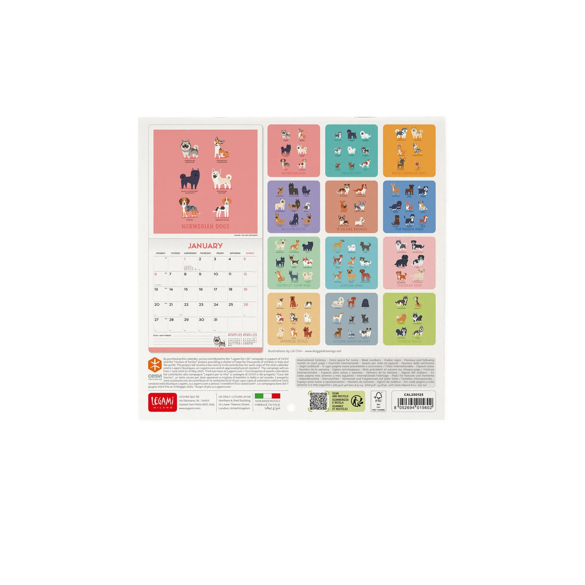 Calendario da Parete 2025 - 18 x 18 cm