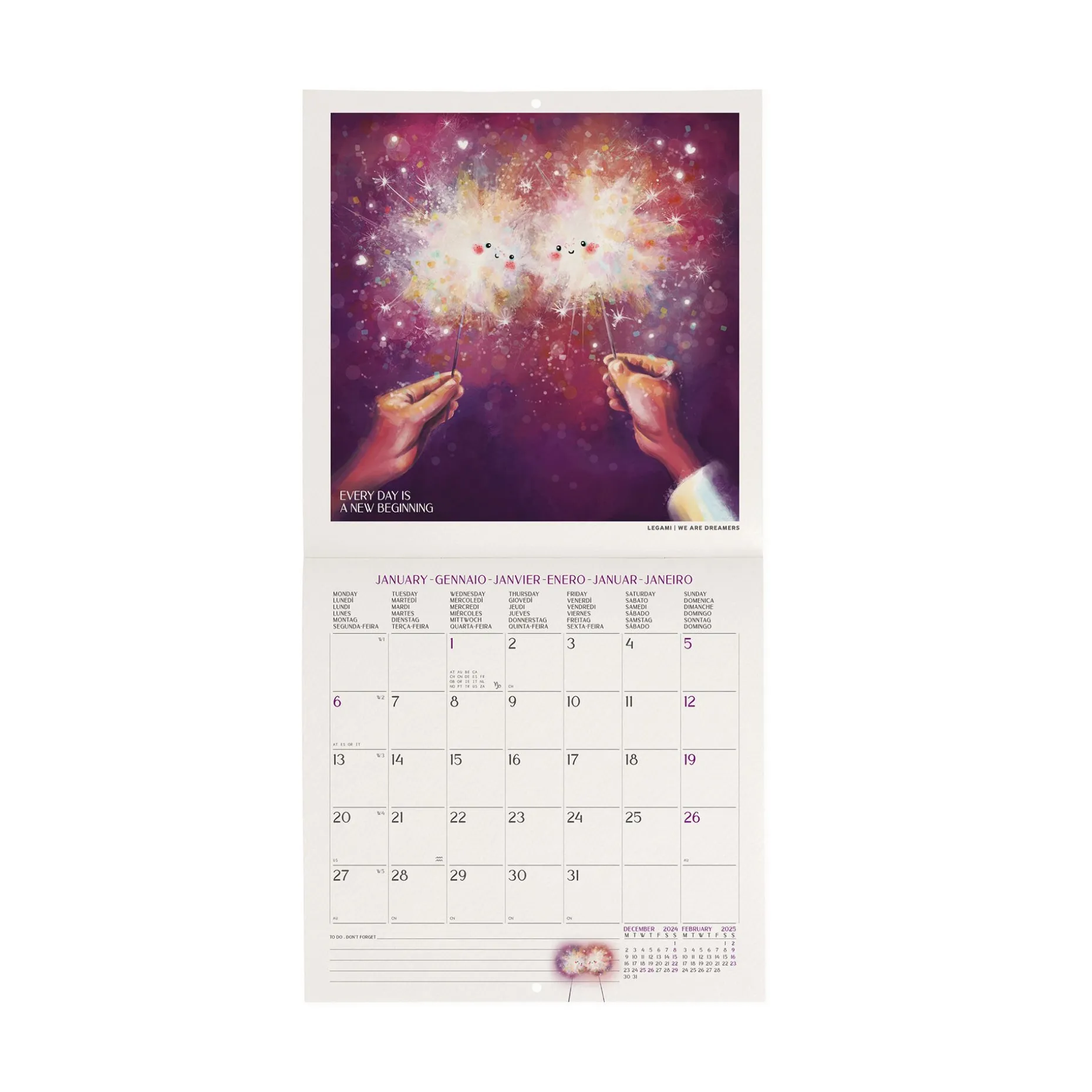 Calendario da Parete 2025 - 18 x 18 cm