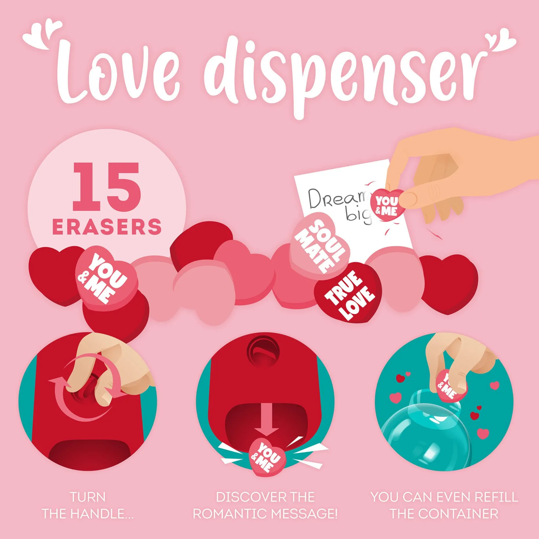Mini Distributore Gomme per Cancellare - Love Dispenser