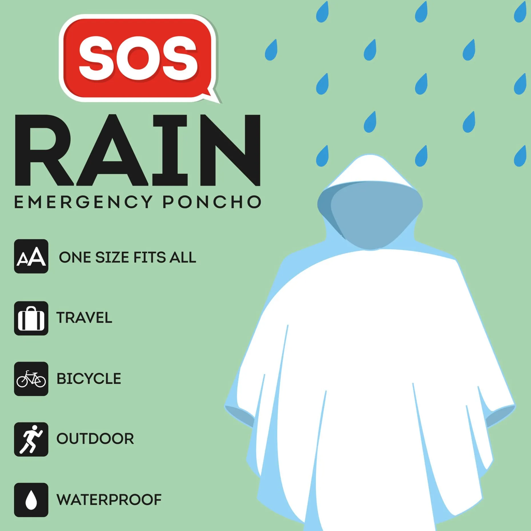 Poncho Usa e Getta, con Cappuccio