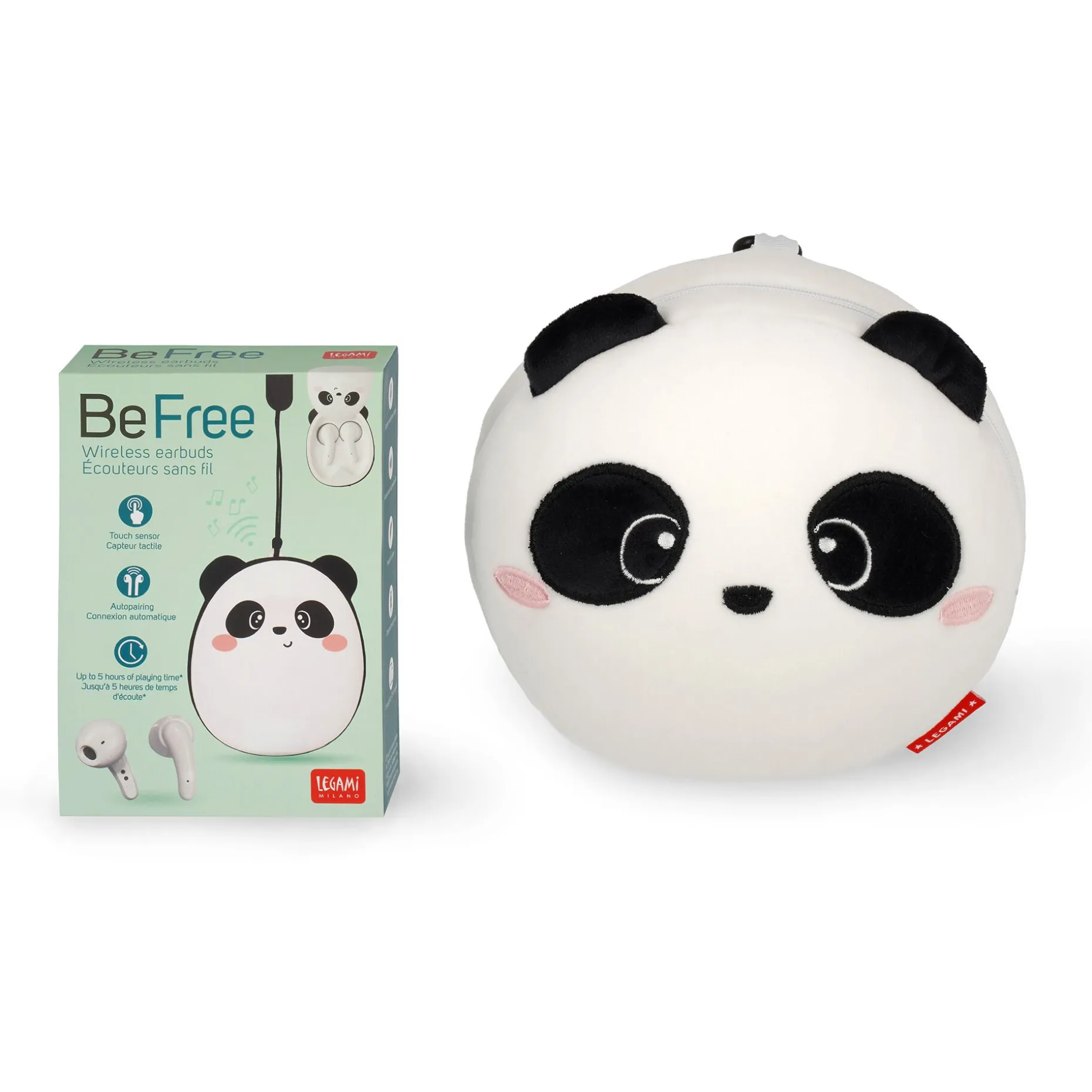 Set Cuscino da viaggio Panda e Cuffie wireless Panda