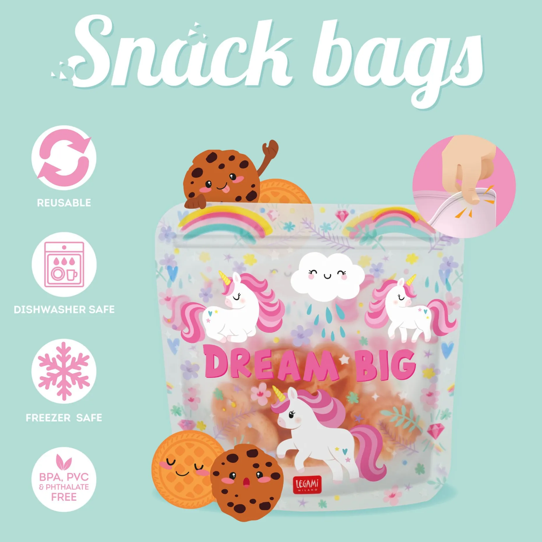 Set di 3 Buste per Alimenti - Snack Bags