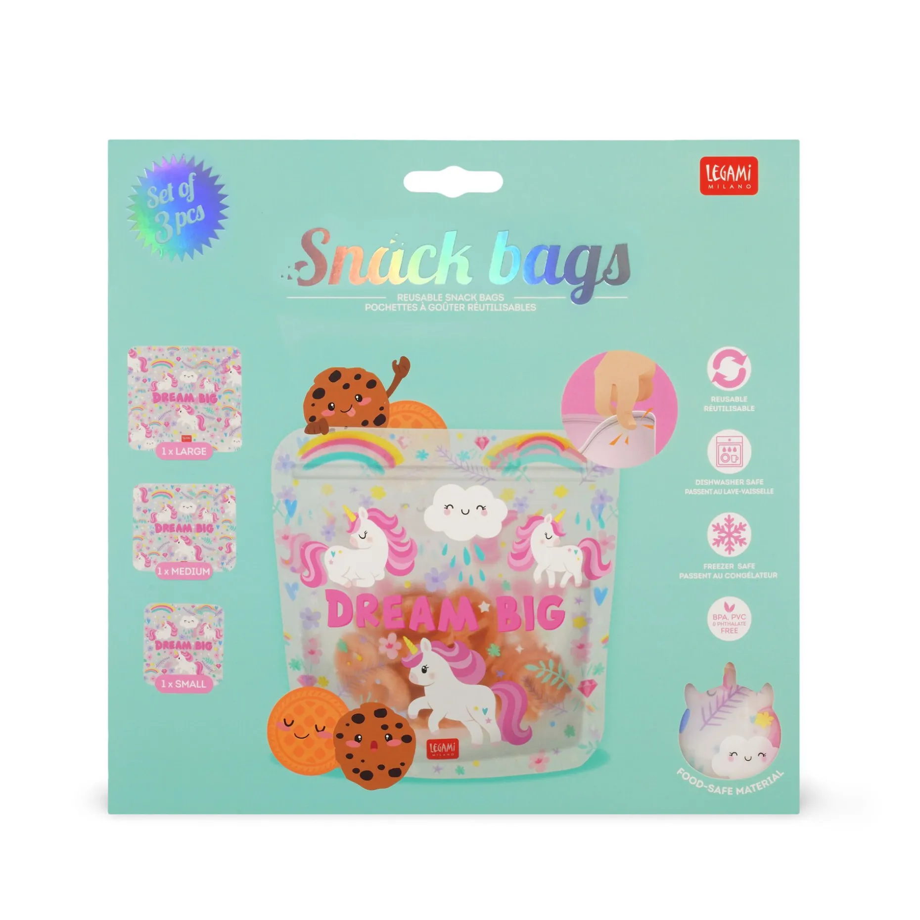 Set di 3 Buste per Alimenti - Snack Bags